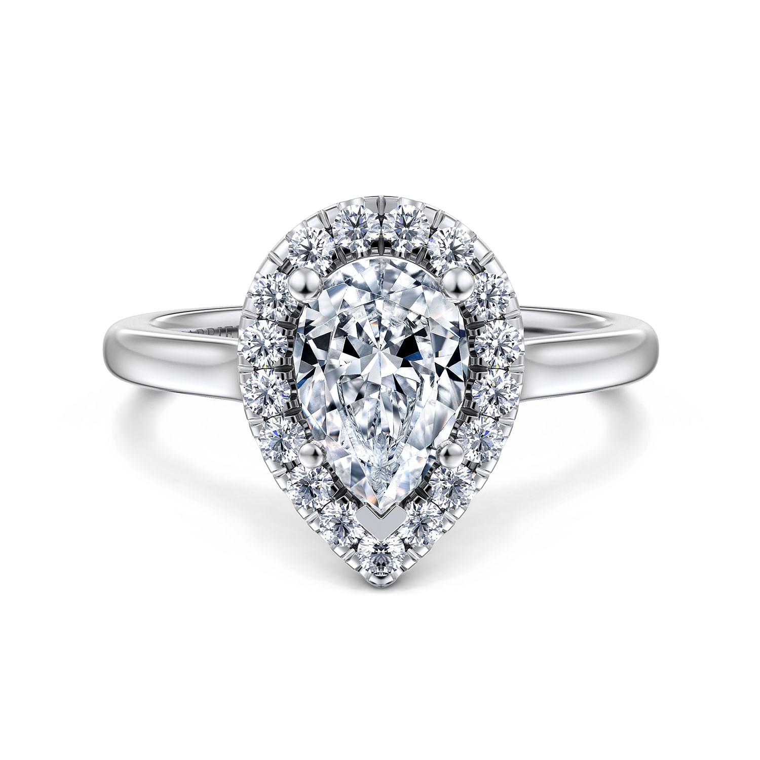 Stacy - 14K White Gold Pear Shape Halo Diamond Engagement Ring