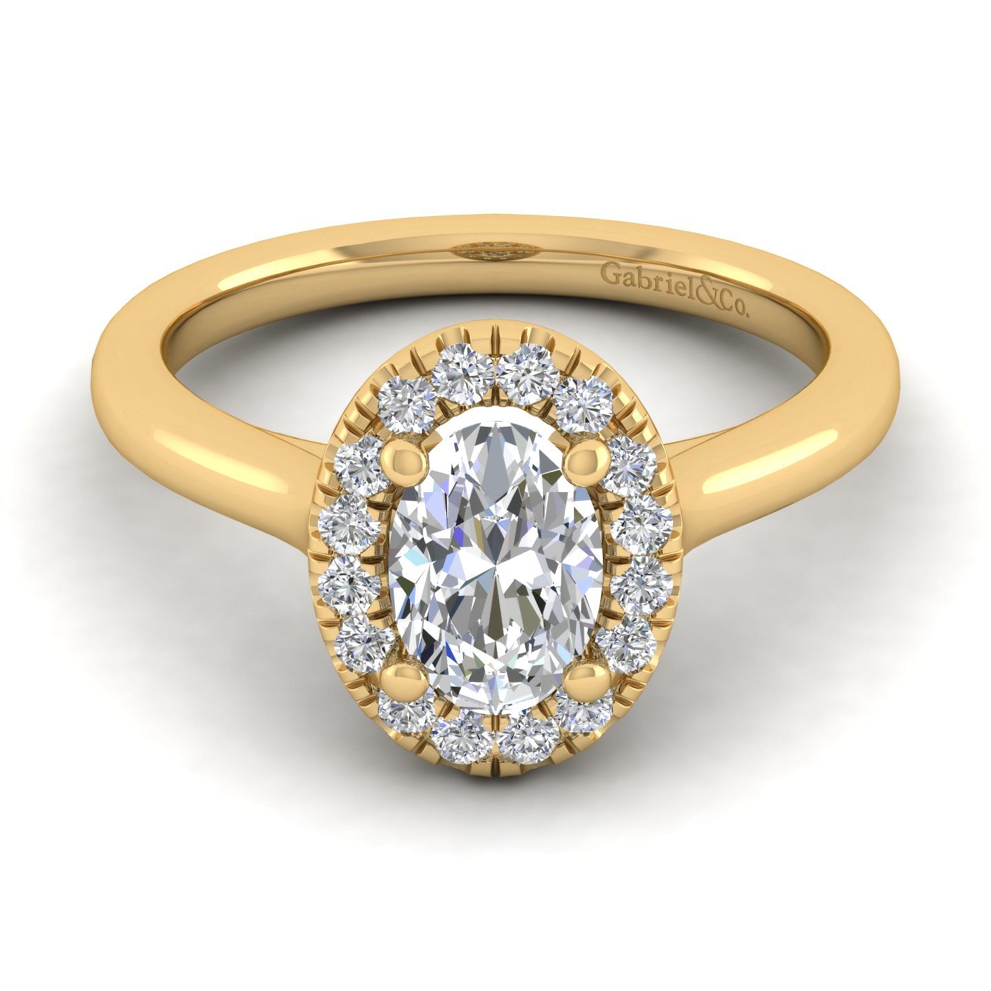 Stacy - 14K Yellow Gold Oval Halo Diamond Engagement Ring