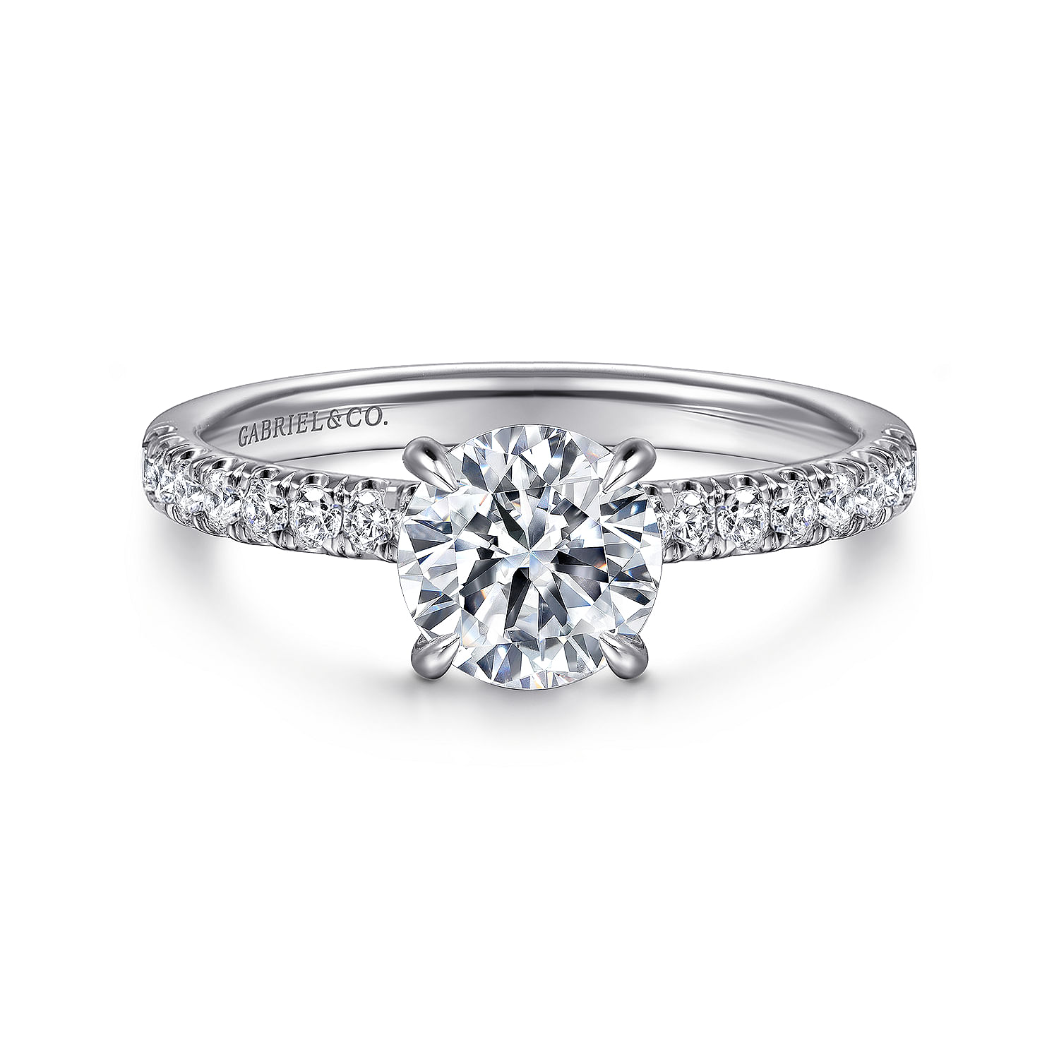 Stasia - 14K White Gold Round Diamond Engagement Ring