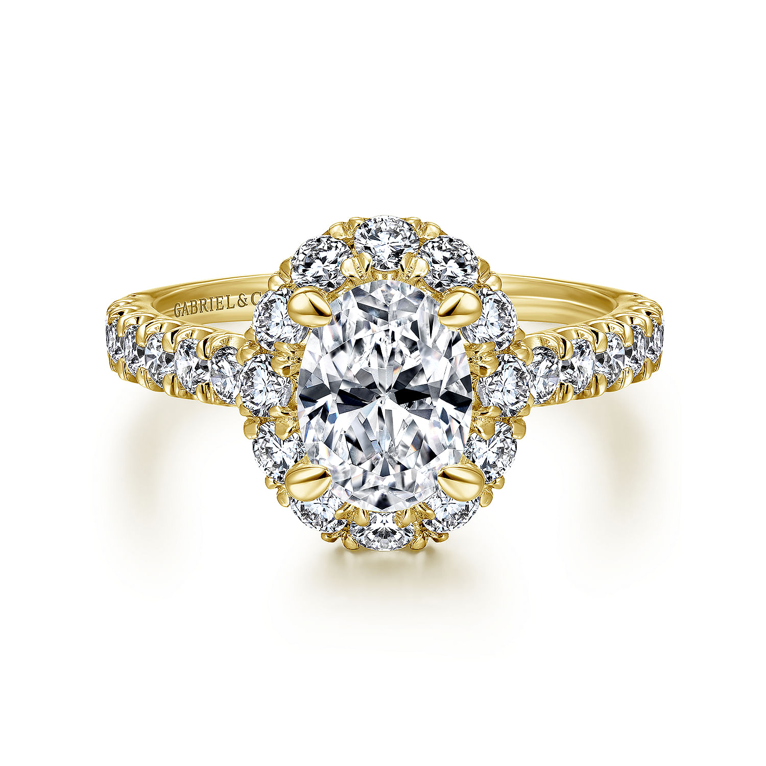 Sutton - 14K Yellow Gold Oval Halo Diamond Engagement Ring