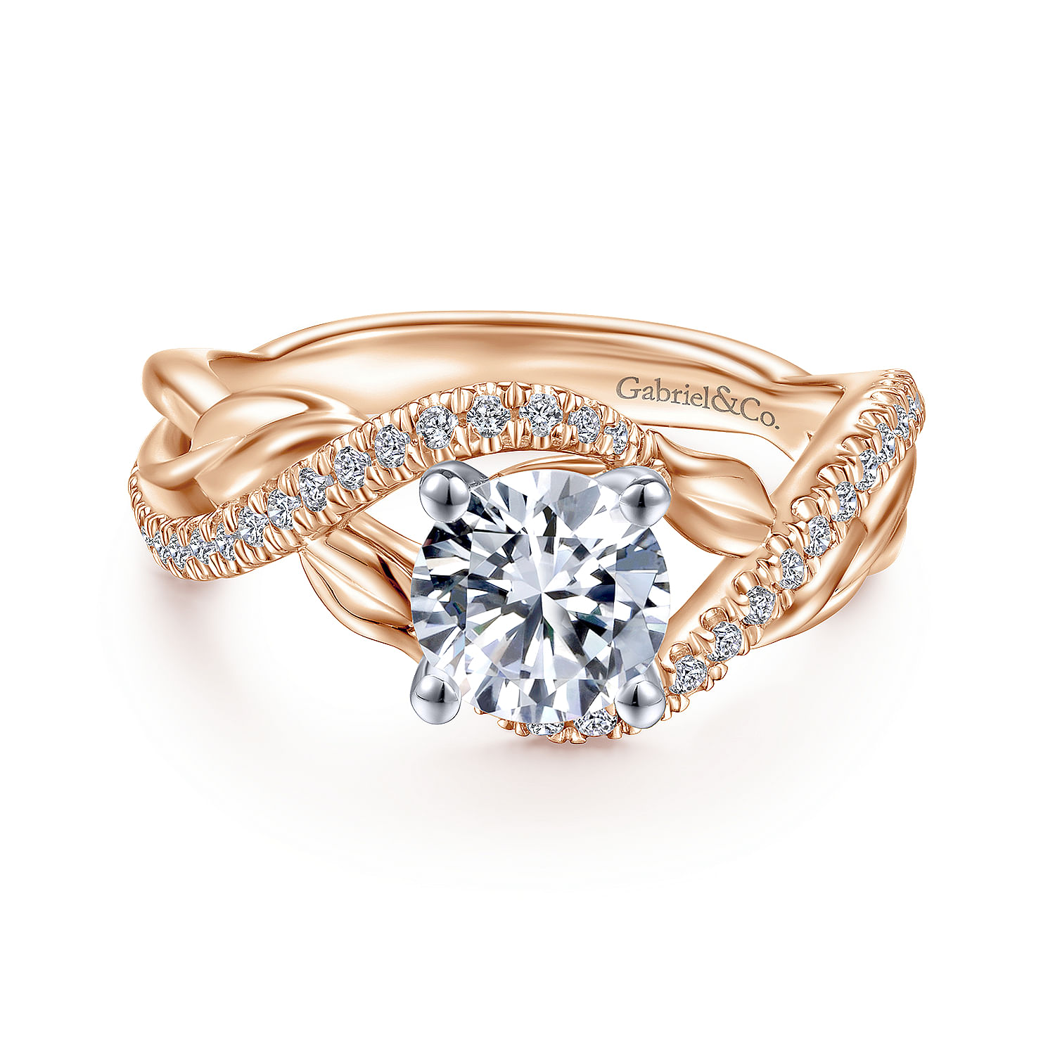 Tennison - 14K White-Rose Gold Round Diamond Bypass Engagement Ring