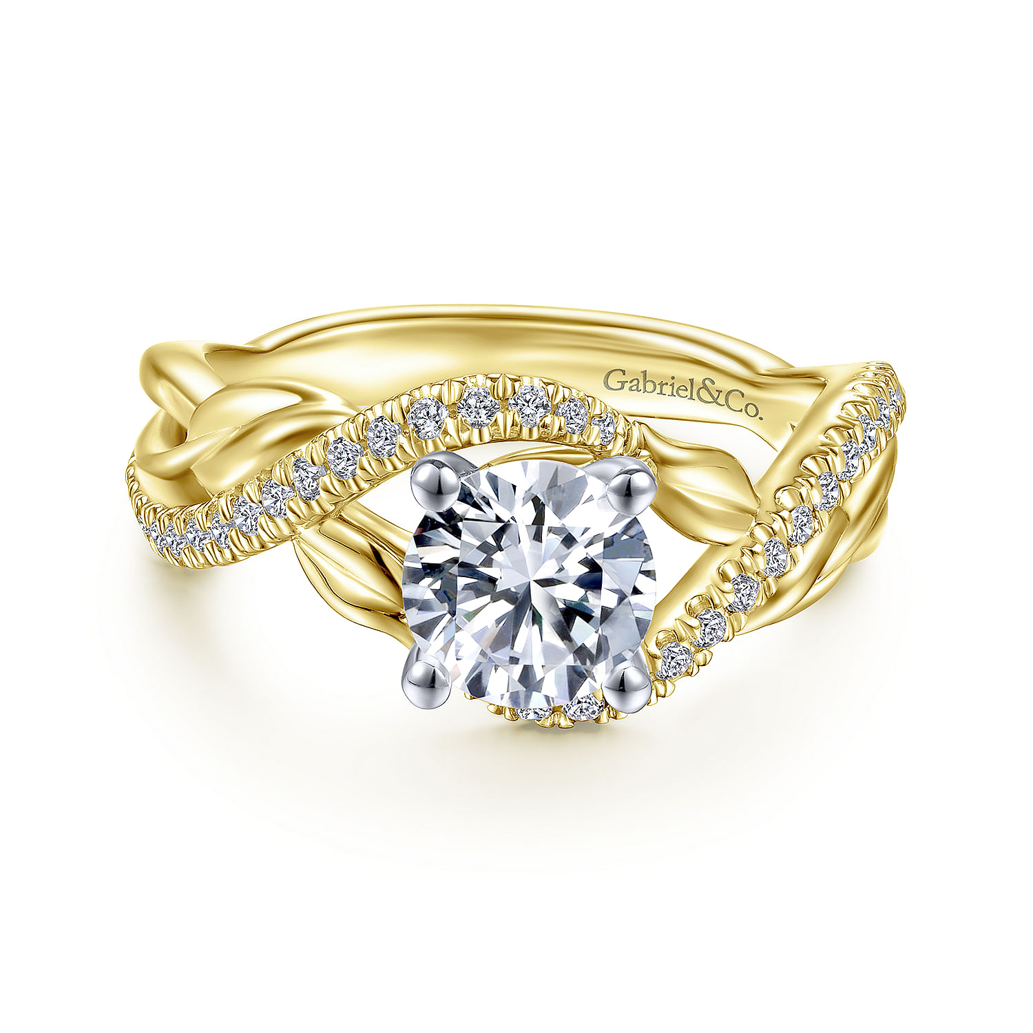 Tennison - 14K White-Yellow Gold Round Diamond Bypass Engagement Ring