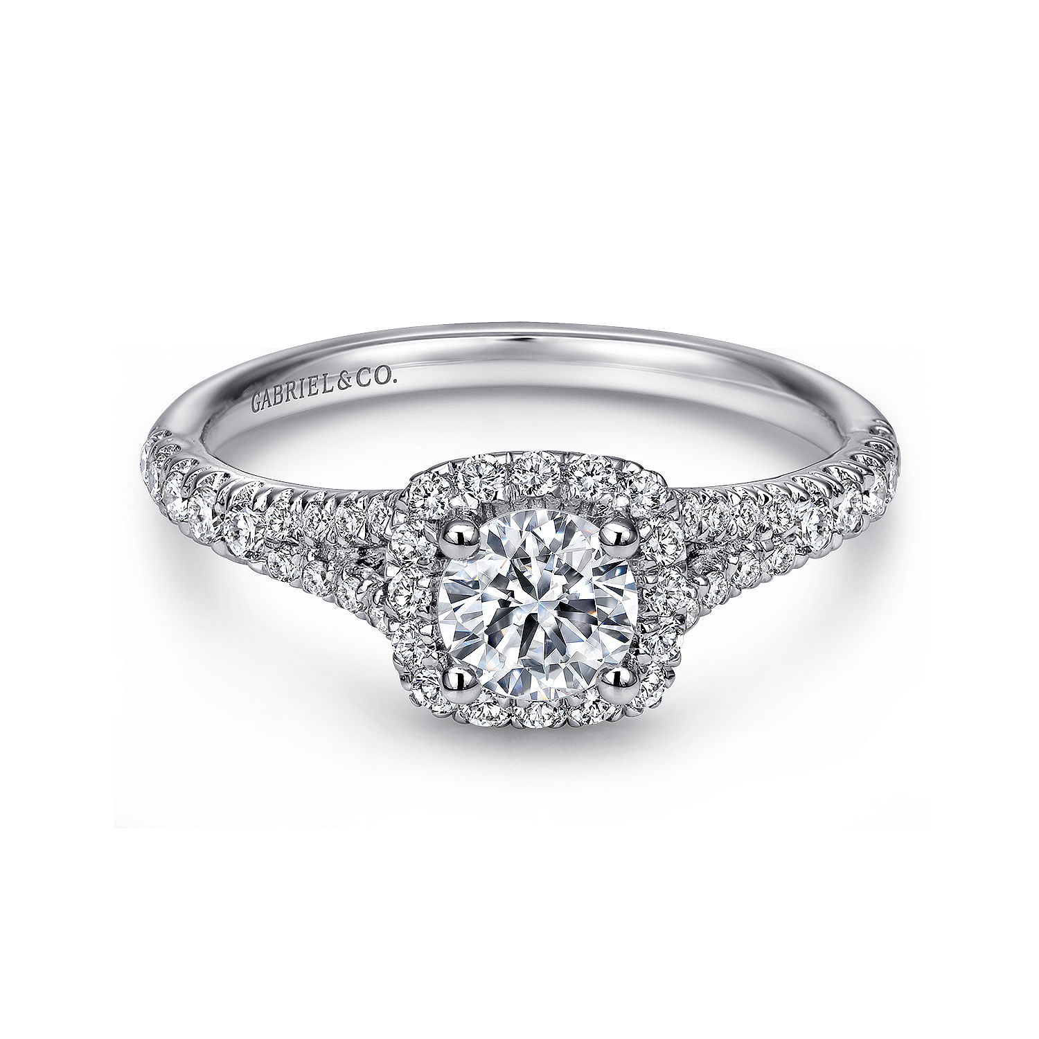 Terra - 14K White Gold Round Halo Diamond Engagement Ring