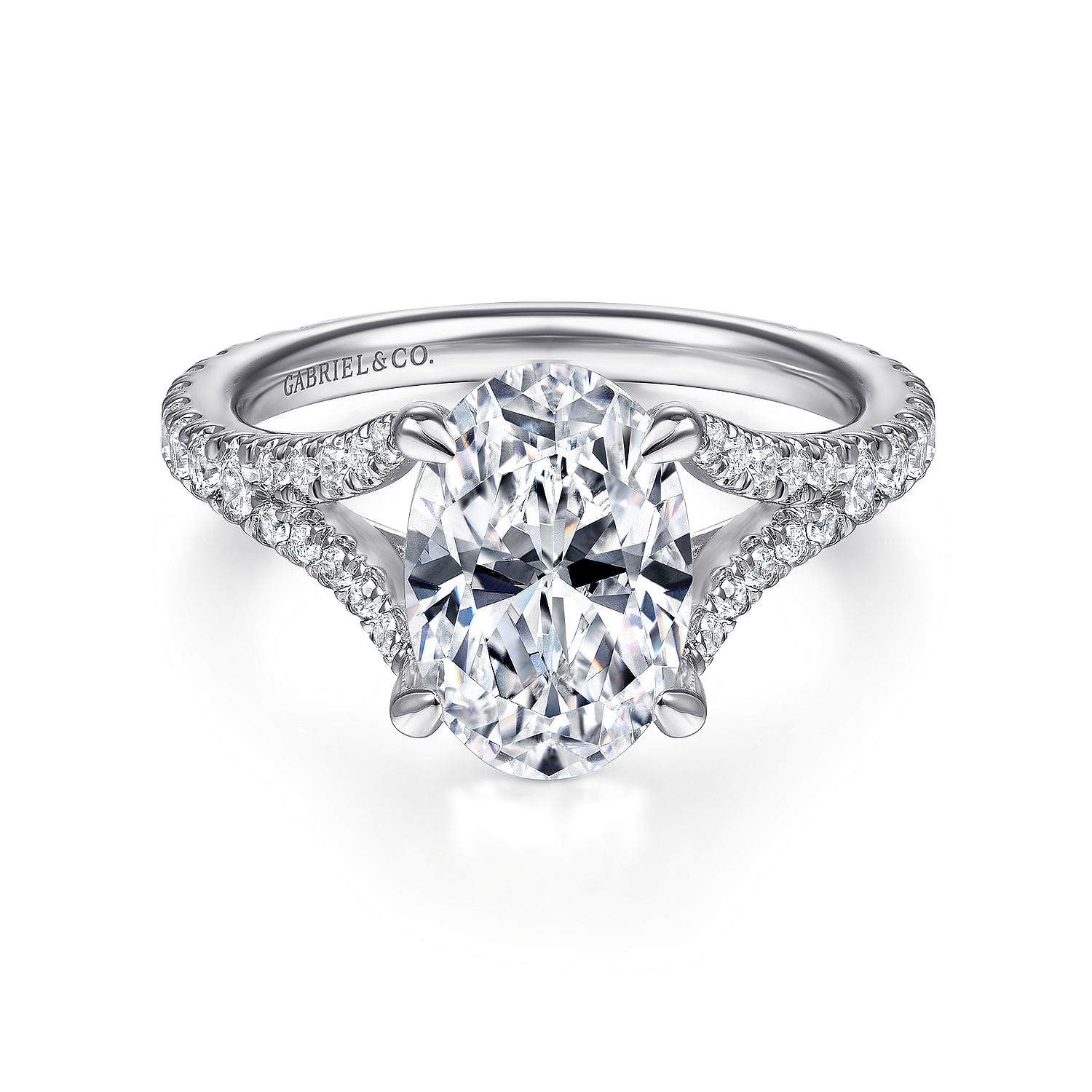Vaughn - 14K White Gold Oval Diamond Engagement Ring