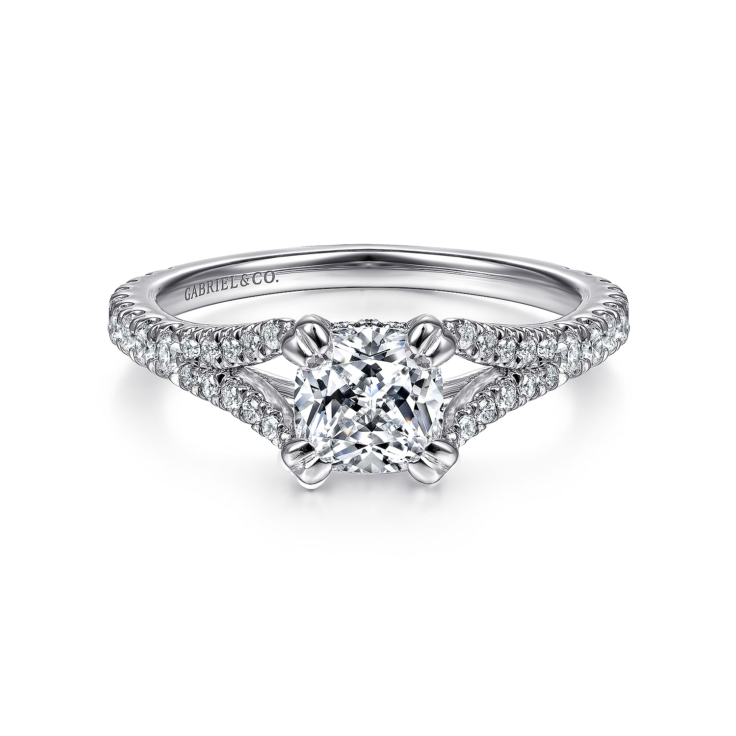 Vaughn - 14k White Gold Cushion Cut Diamond Engagement Ring