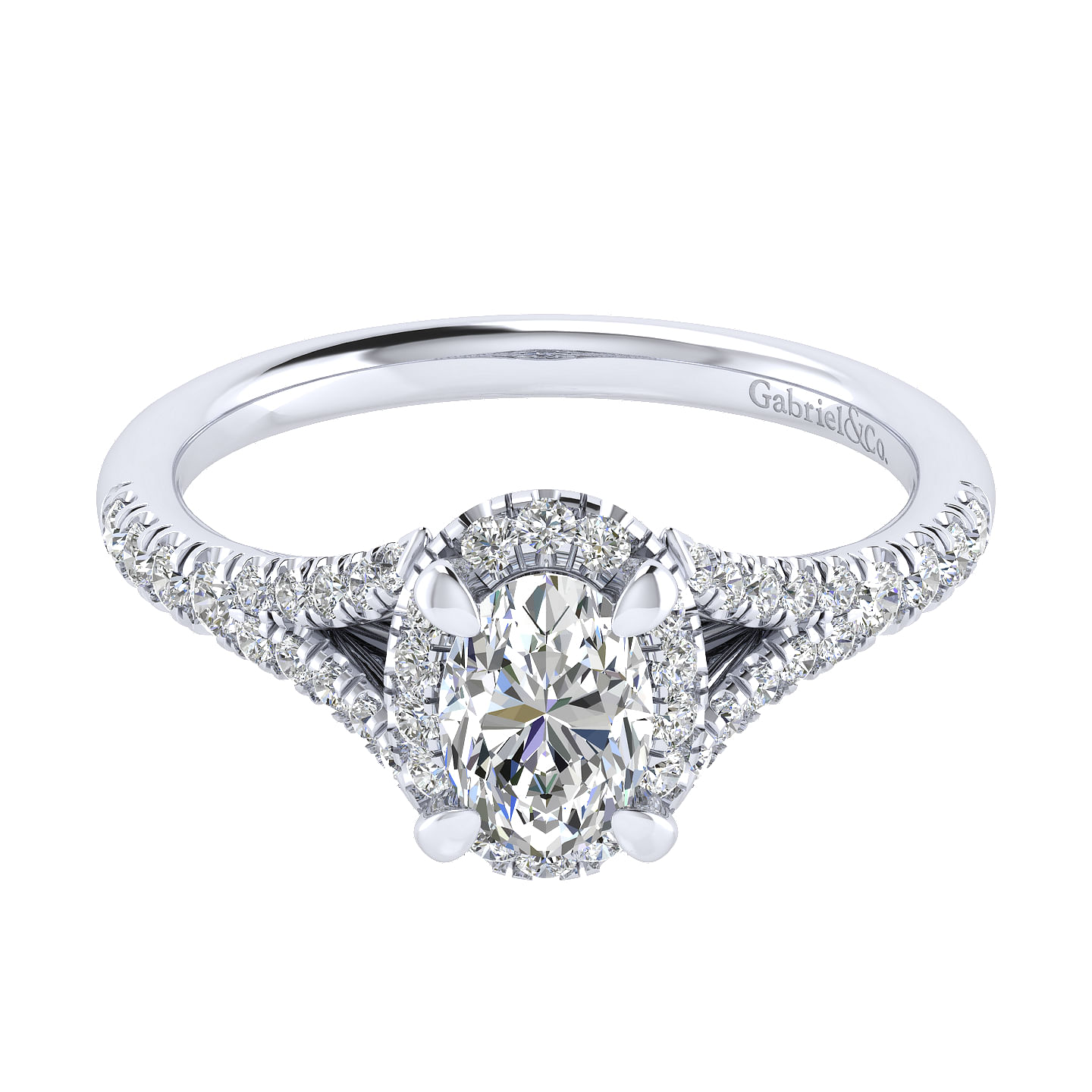 Verbena - 14K White Gold Oval Halo Diamond Engagement Ring