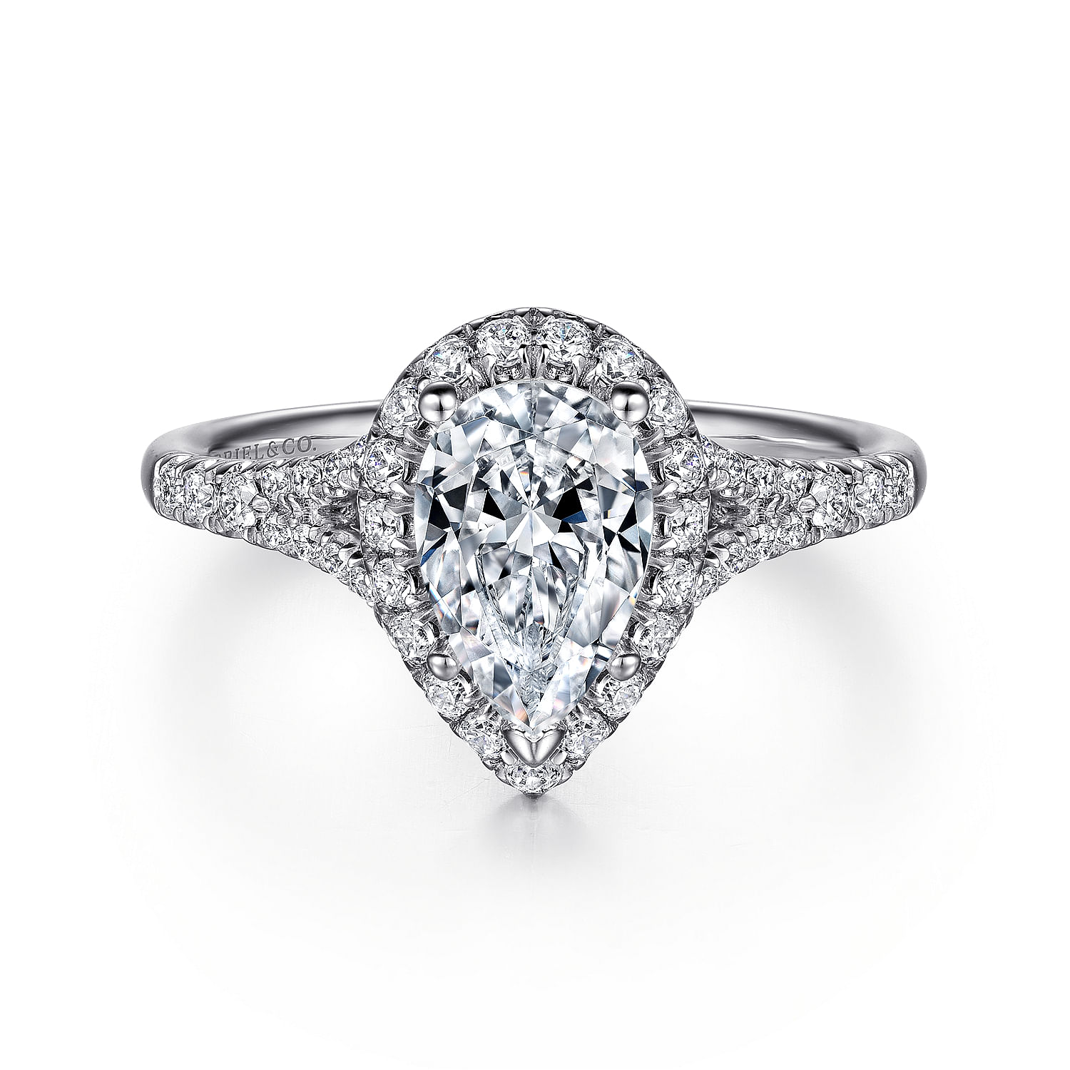 Verbena - 14K White Gold Pear Shape Halo Diamond Engagement Ring