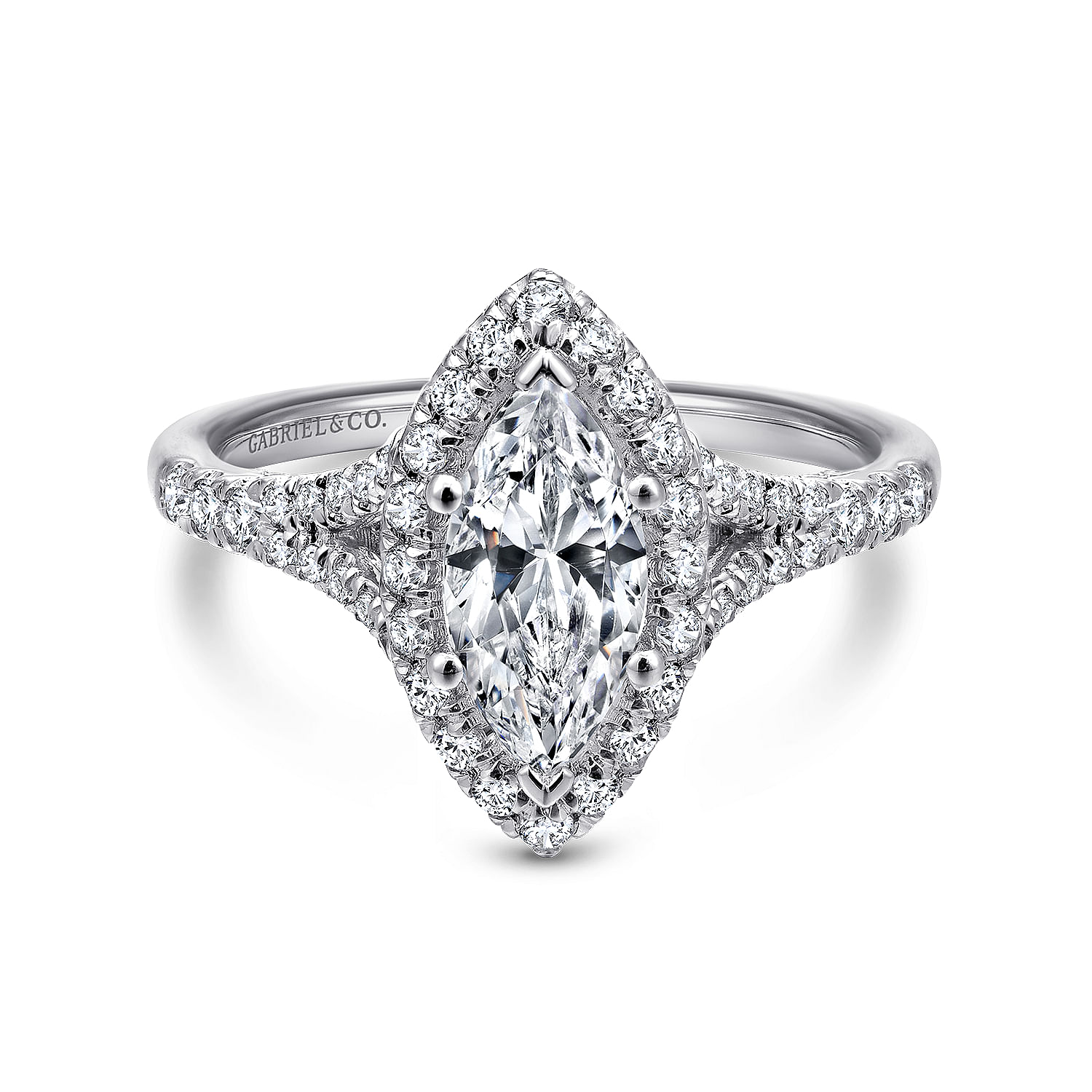 Verbena - Platinum Marquise Halo Diamond Engagement Ring