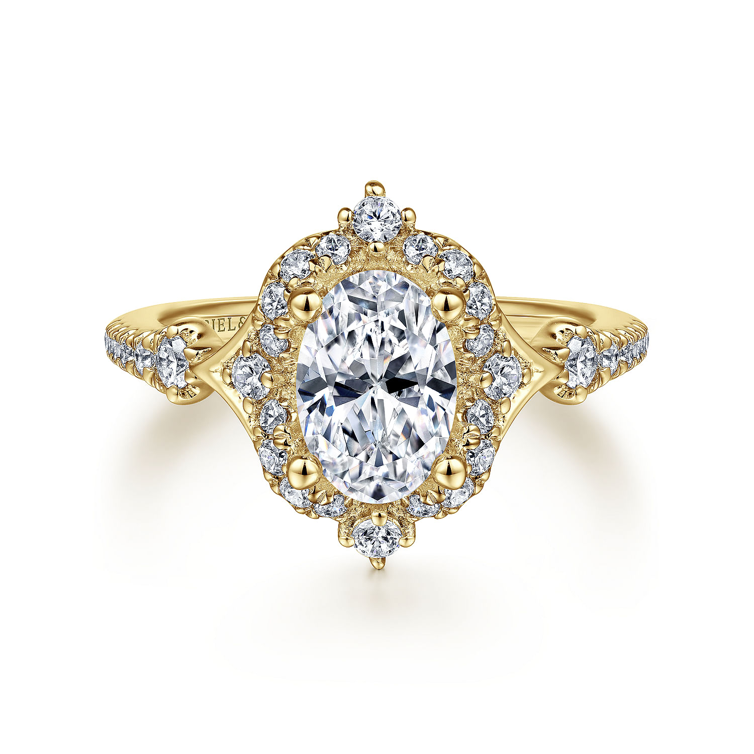 Veronique - Vintage Inspired 14K Yellow Gold Fancy Halo Oval Diamond Engagement Ring