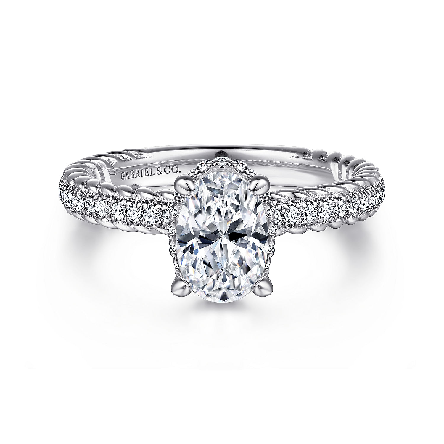 Vetta - 14K White Gold Oval Diamond Engagement Ring