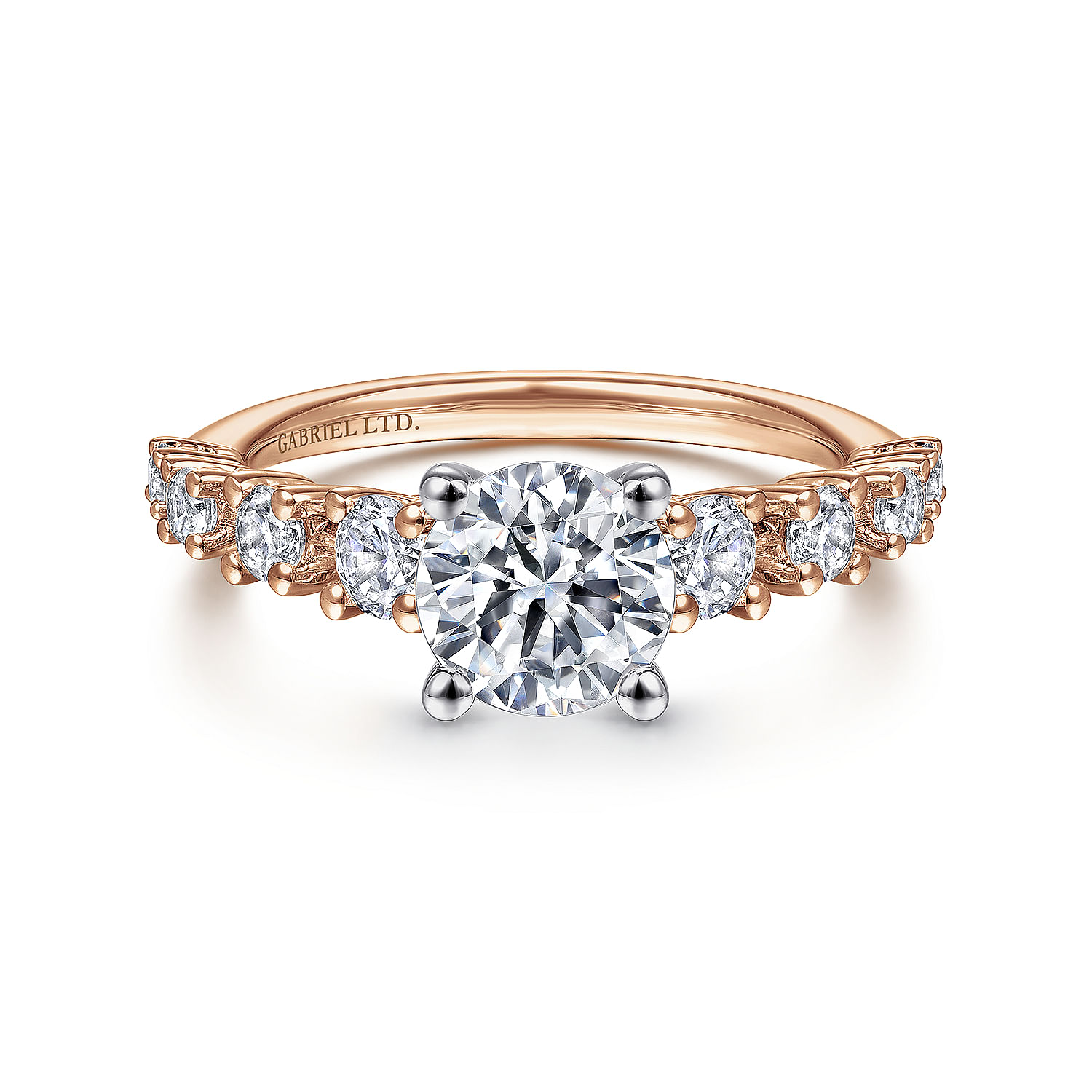 Wiley - 14K White-Rose Gold Round Diamond Engagement Ring