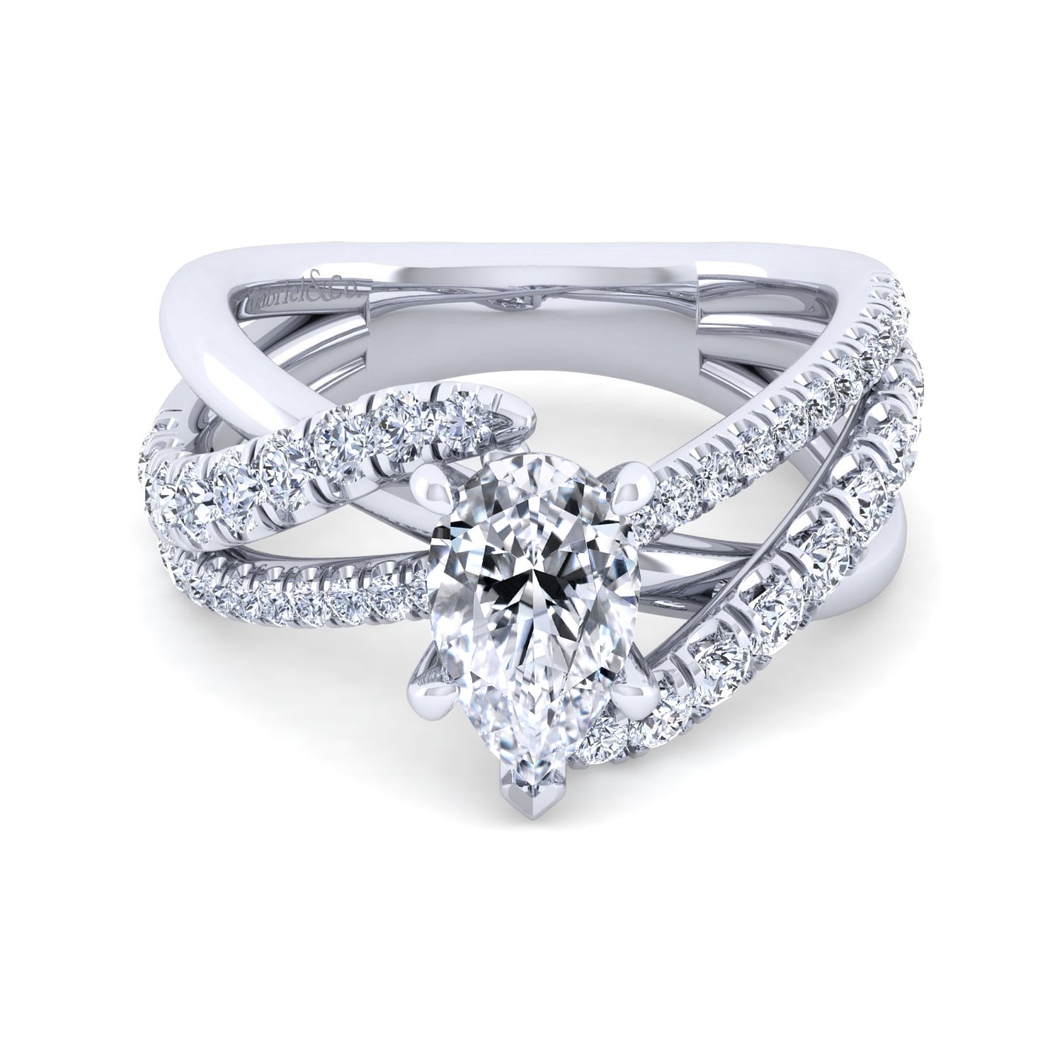 Zaira - 14K White Gold Pear Shape Diamond Engagement Ring