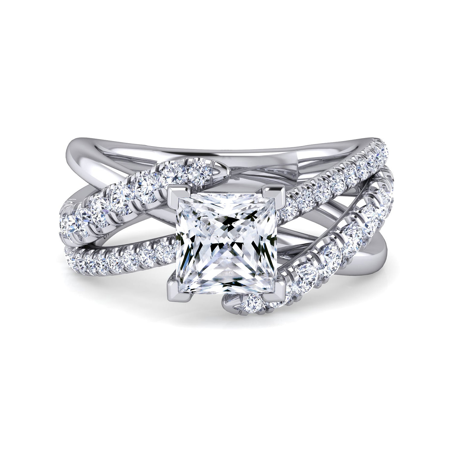 Zaira - 14K White Gold Princess Cut Diamond Engagement Ring