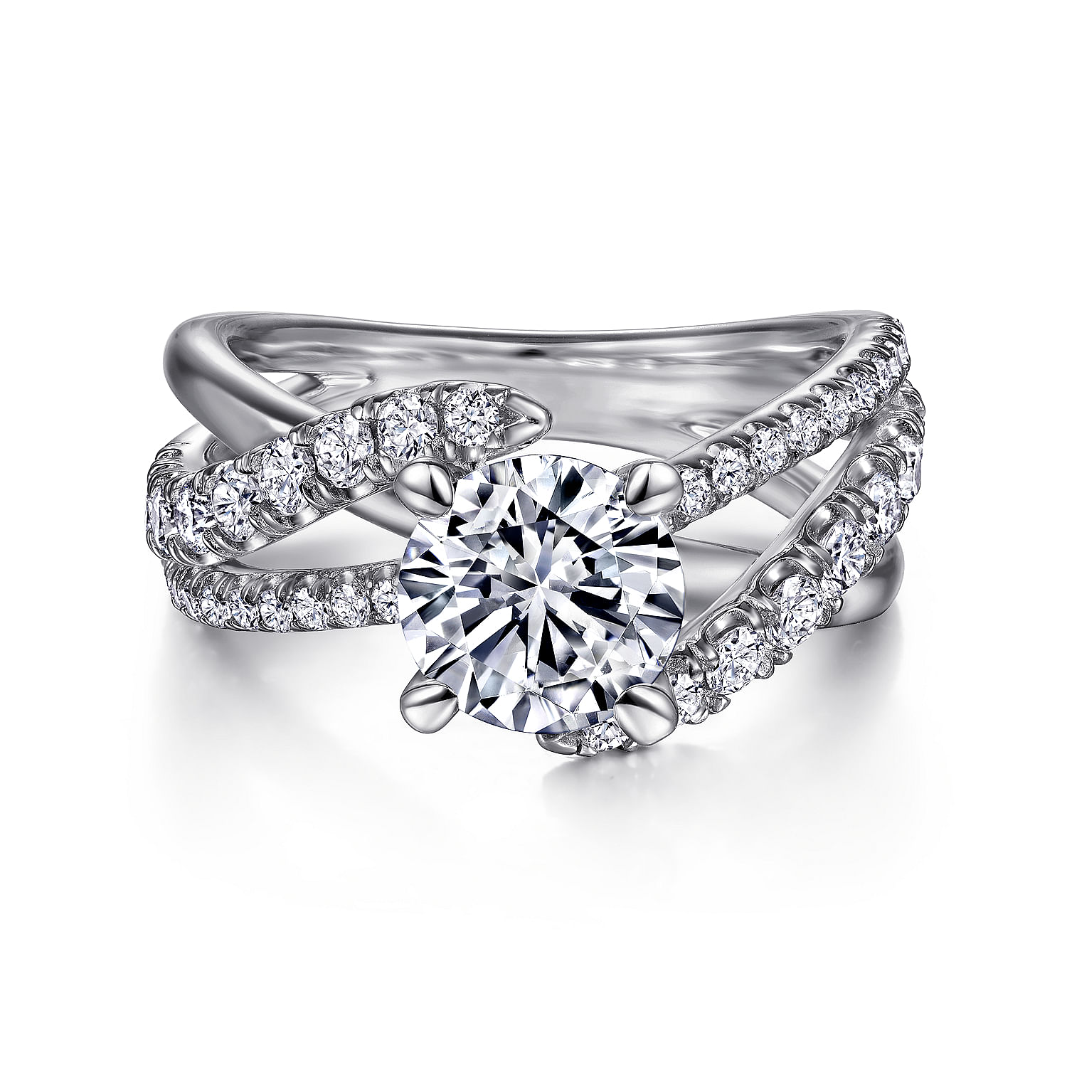 Zaira - Platinum Round Free Form Diamond Engagement Ring