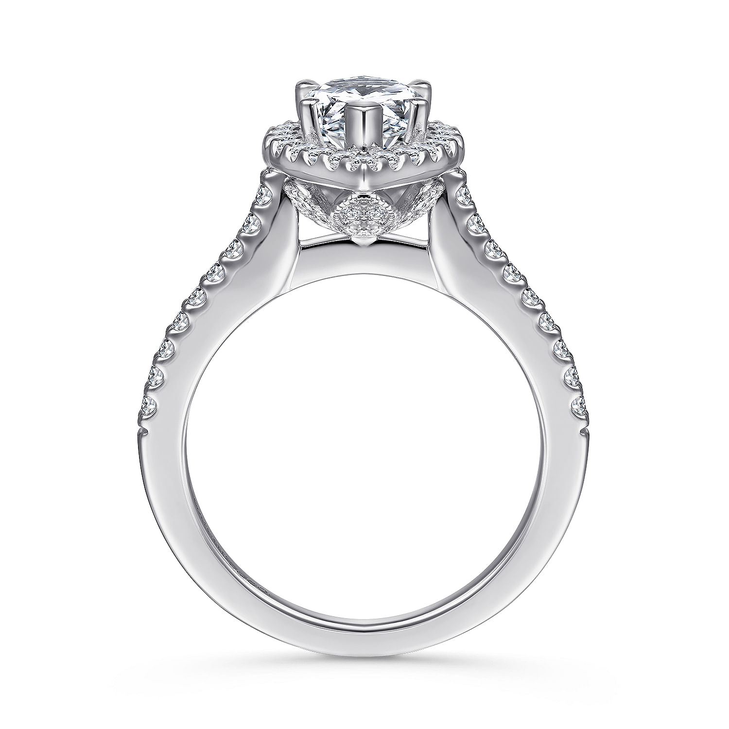 14K White Gold Pear Shape Halo Diamond Engagement Ring | ER10674W44JJ