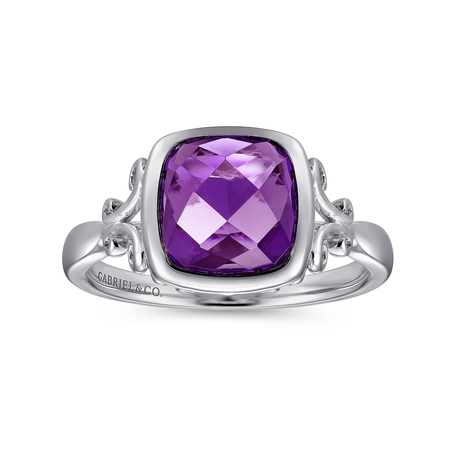 Amethyst Cushion Ring Silver Jewelry Free Shipping Gemstone Ring Purple Silver Ring Stacking Ring 925 Sterling Silver Amethyst Ring