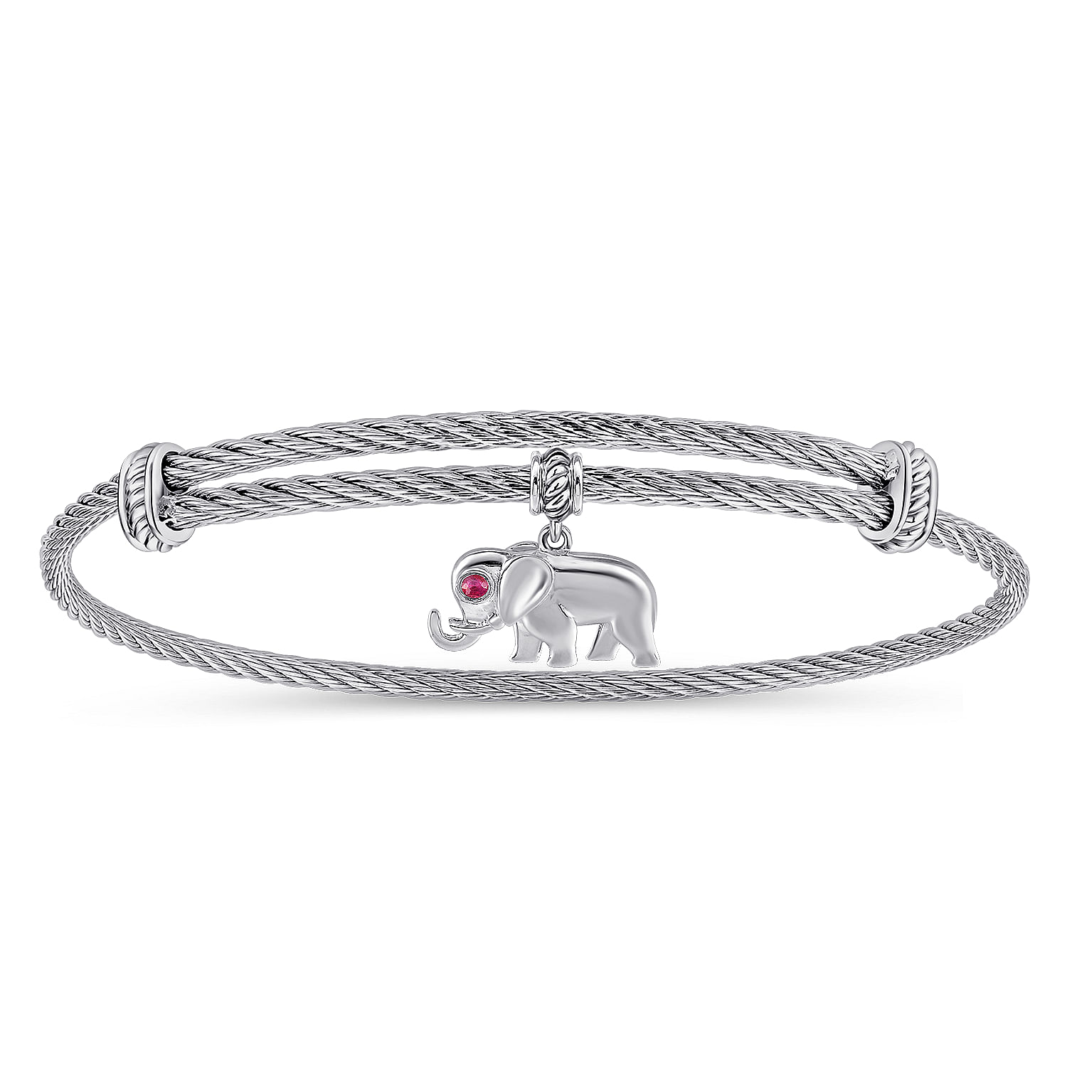 Sterling Silver bracelet with Ruby charms