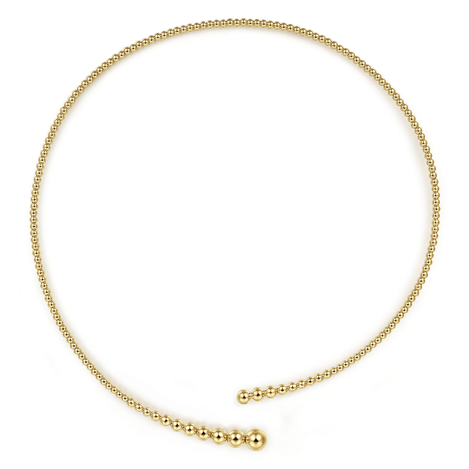 13.5 Inch 14K Yellow Gold Bujukan Beaded Choker Necklace