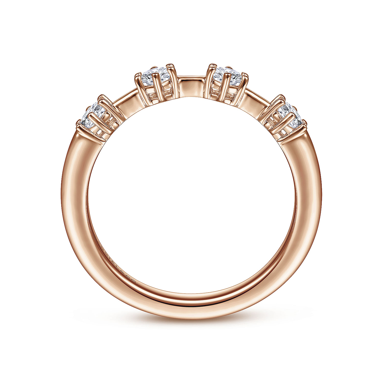 14K Rose Gold 4 Stone Stations Stackable Diamond Anniversary Band