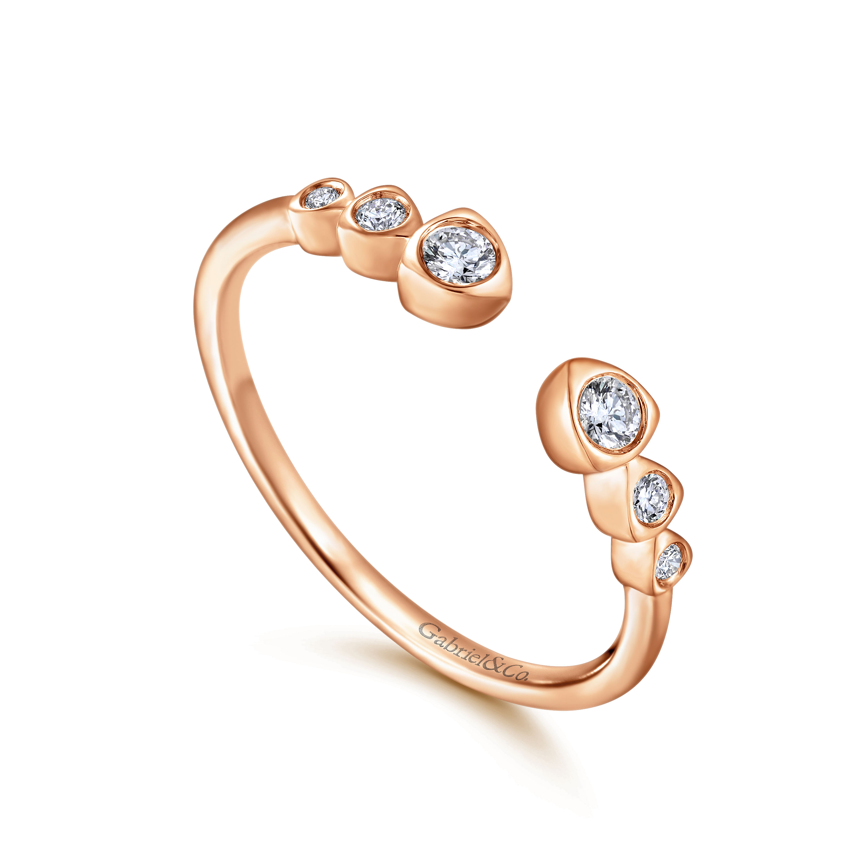 14K Rose Gold Bezel Set Diamond Split Stackable Ring