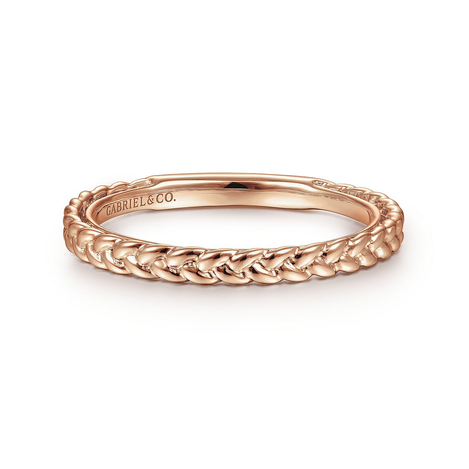 14K Rose Gold Braided Stackable Ring