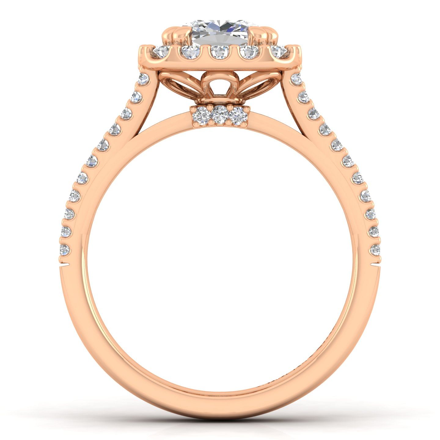 14K Rose Gold Cushion Halo Diamond Engagement Ring