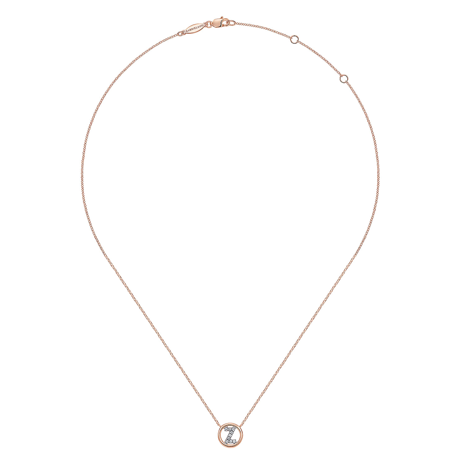 14K Rose Gold Diamond Z Initial Pendant Necklace