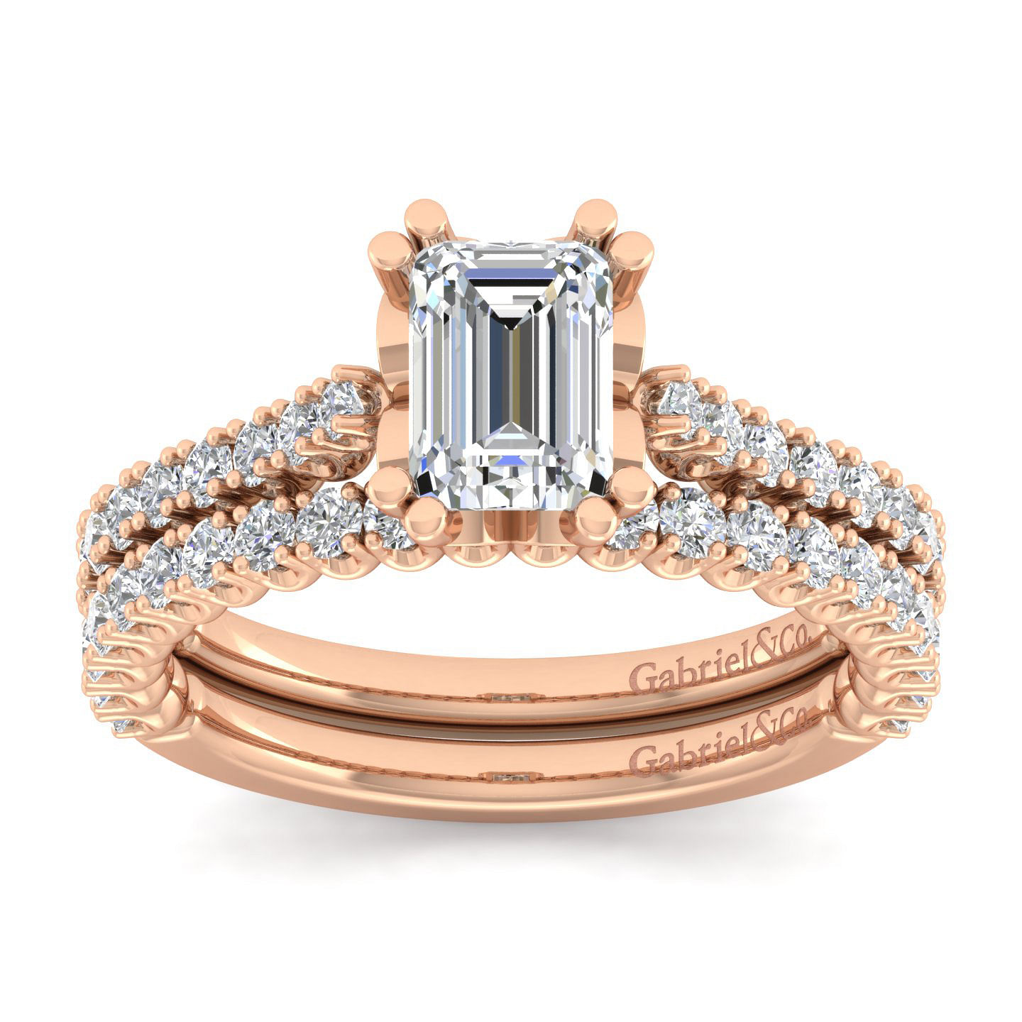 14K Rose Gold Emerald Cut Diamond Engagement Ring