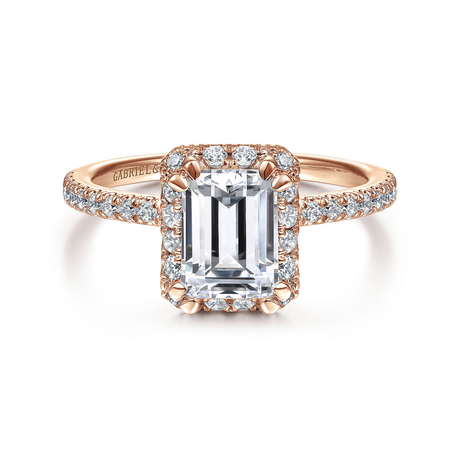 1.75ct Emerald Cut Halo Statement Engagement Bridal Ring Solid 14k Rose Gold 