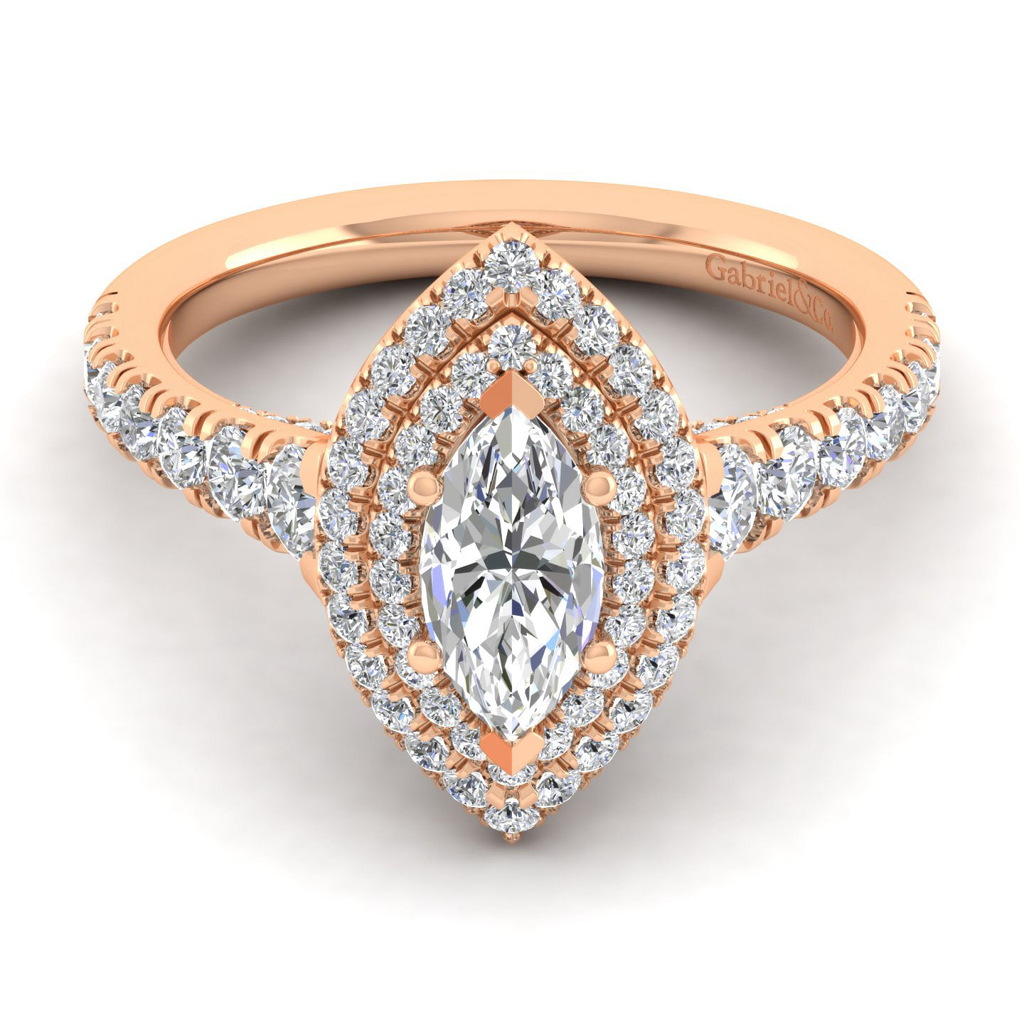 14K Rose Gold Marquise Shape Diamond Engagement Ring