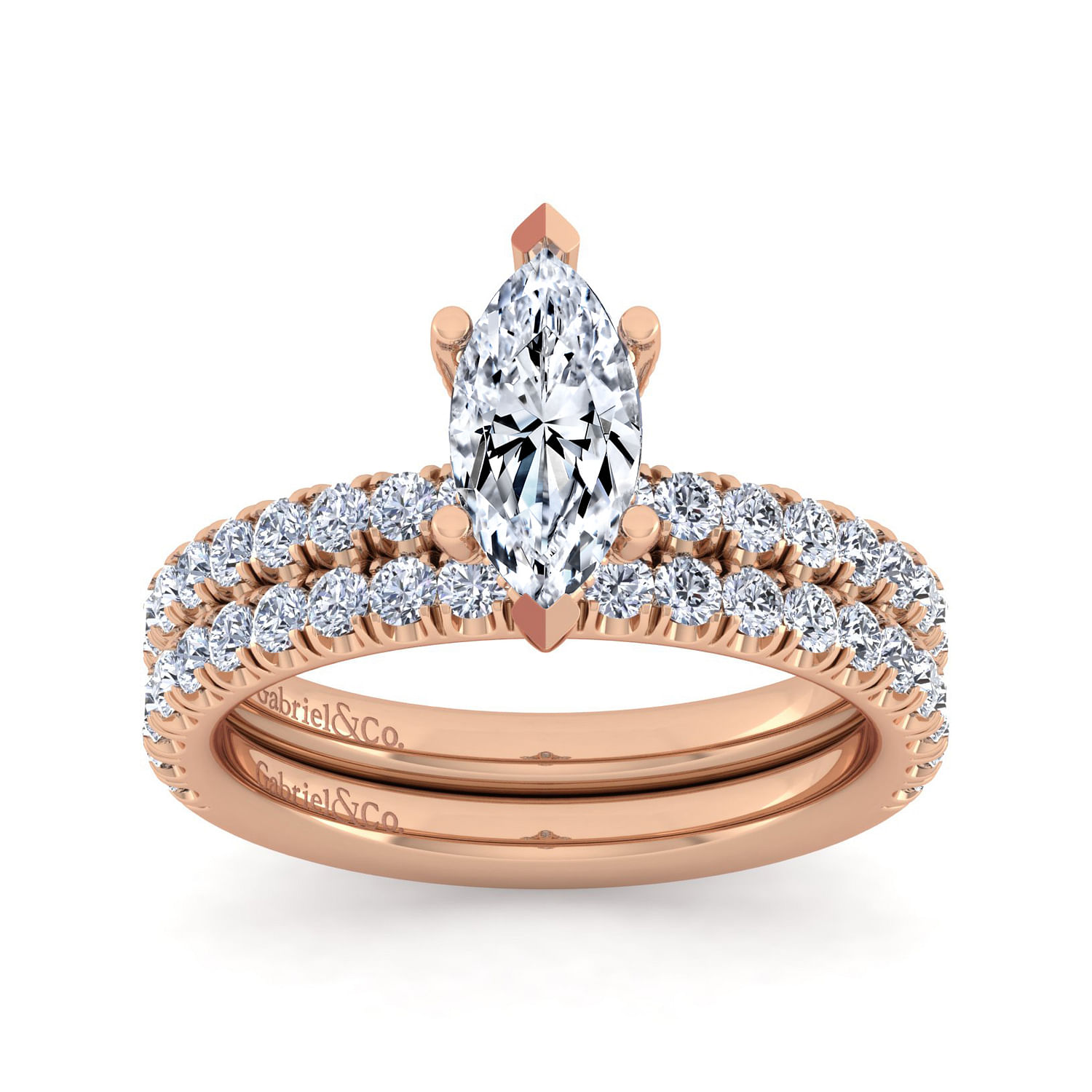 14K Rose Gold Marquise Shape Diamond Engagement Ring