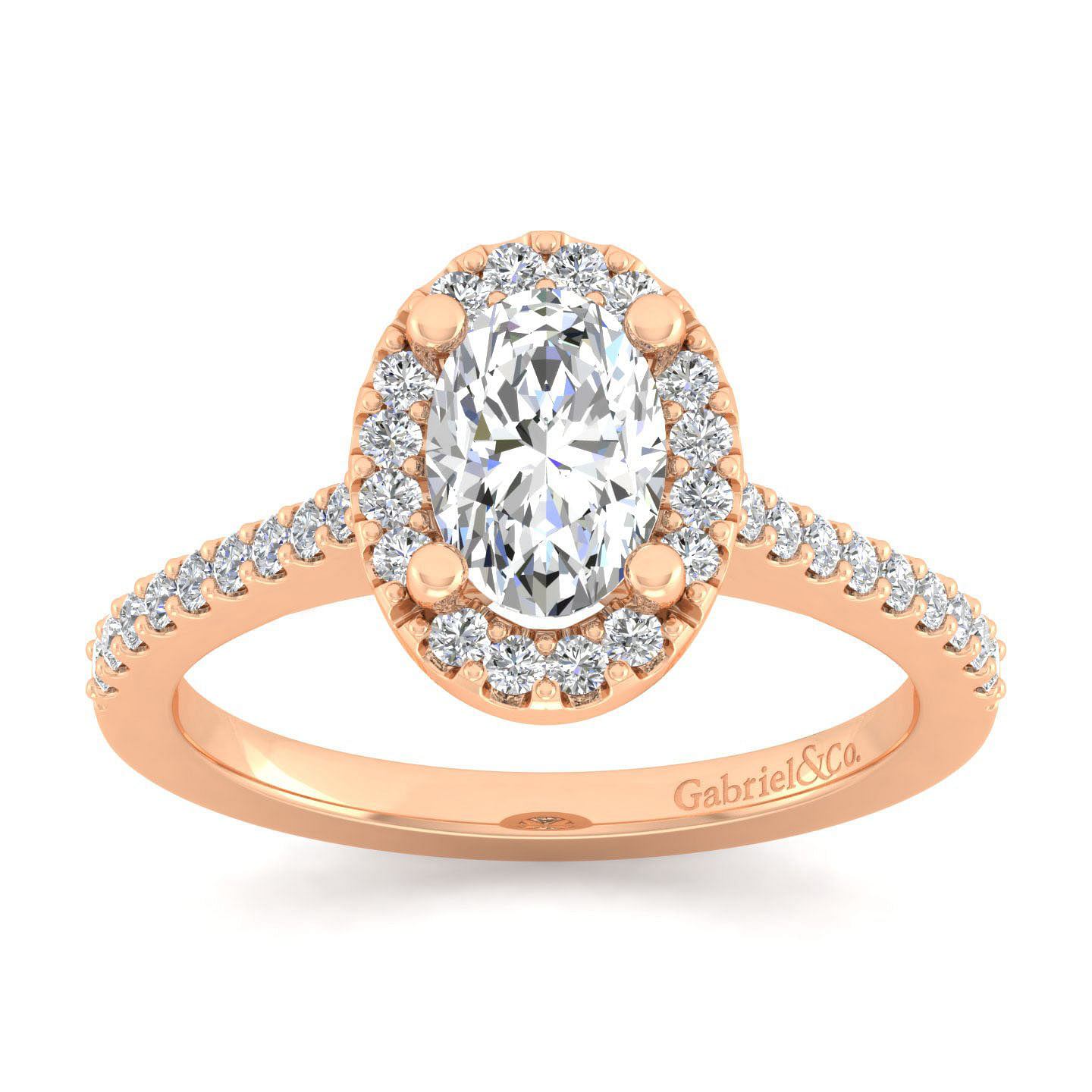 14K Rose Gold Oval Halo Diamond Engagement Ring