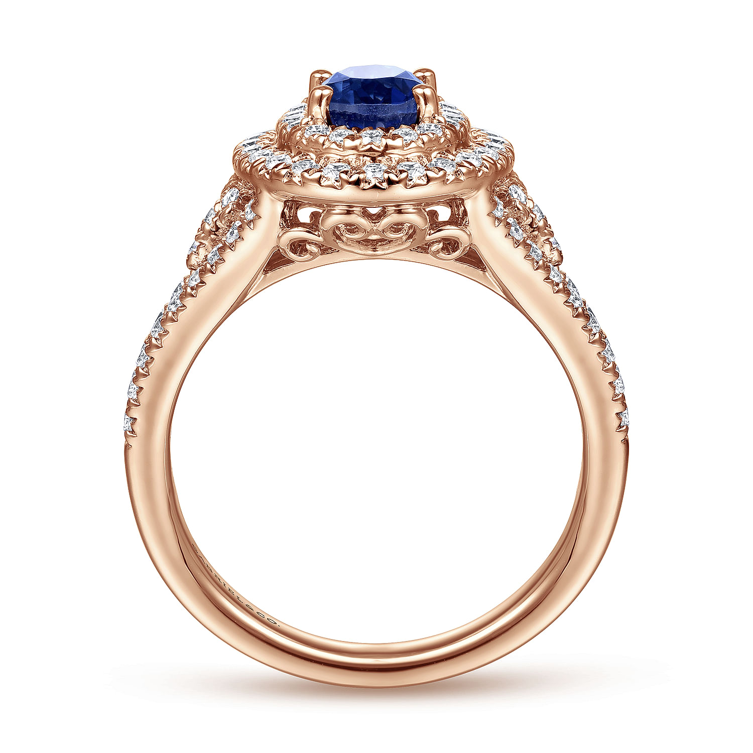 14K Rose Gold Oval Sapphire and Diamond Engagement Ring