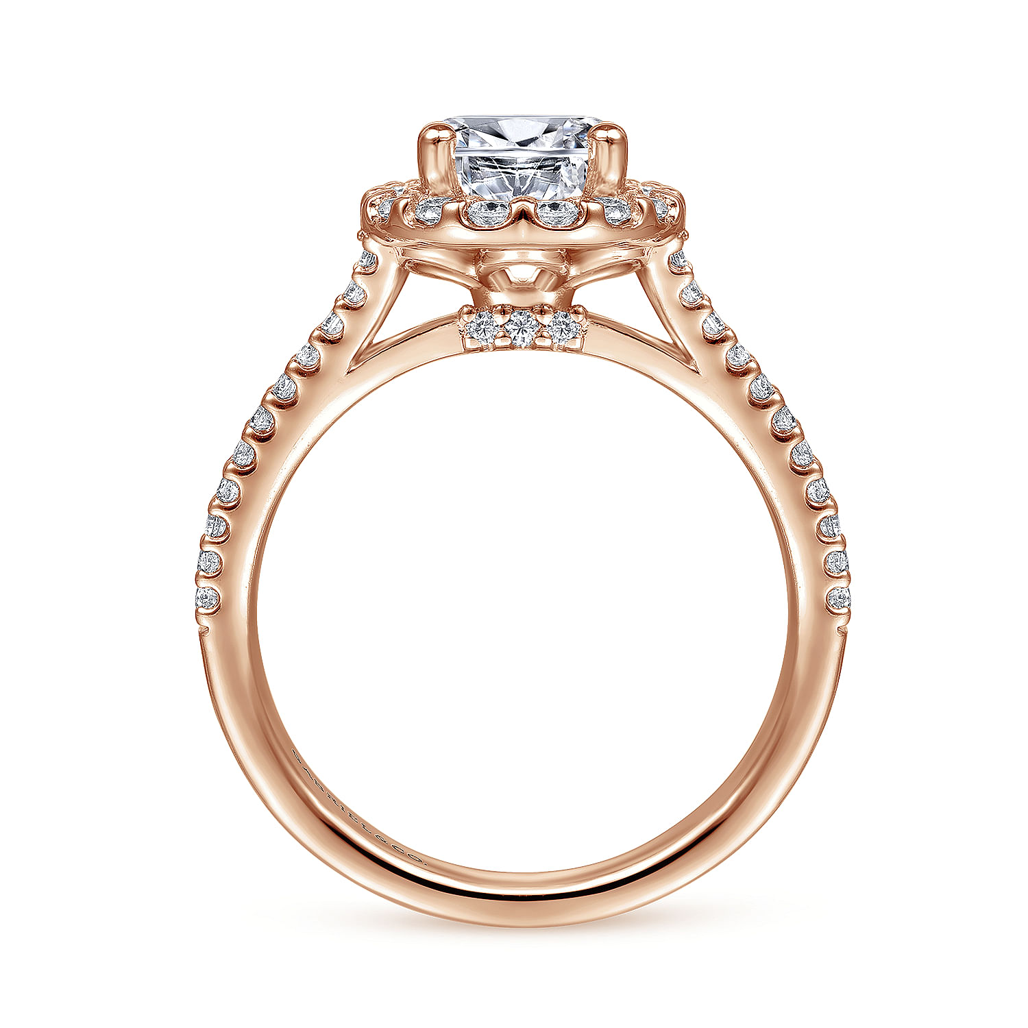14K Rose Gold Pear Shape Halo Diamond Engagement Ring