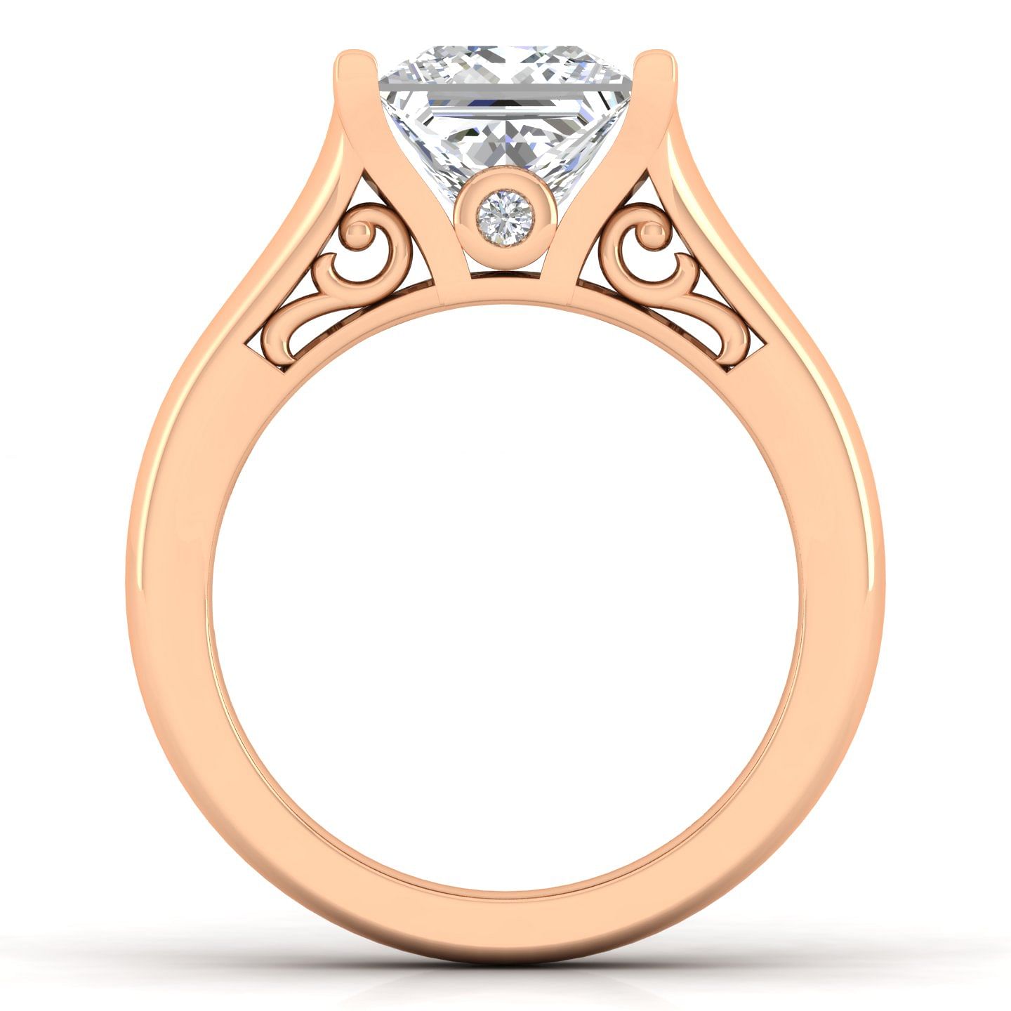 14K Rose Gold Princess Cut Diamond Engagement Ring