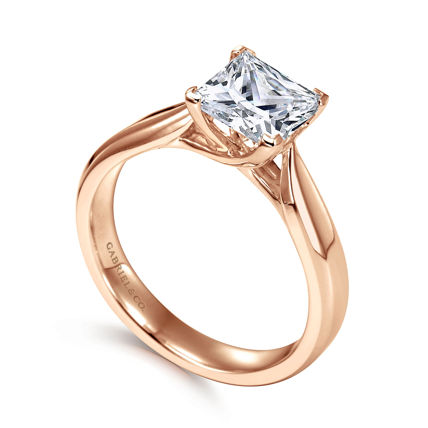 14K Rose Gold Princess Cut Diamond Engagement Ring