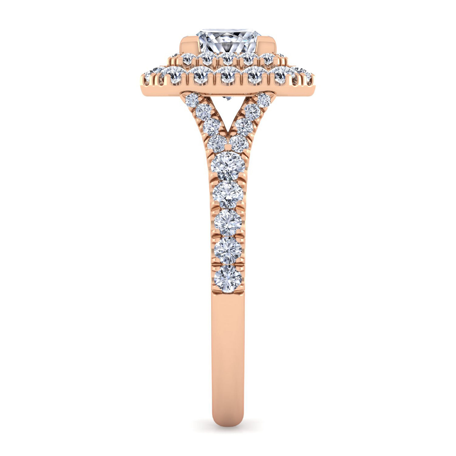 14K Rose Gold Princess Double Halo Diamond Engagement Ring
