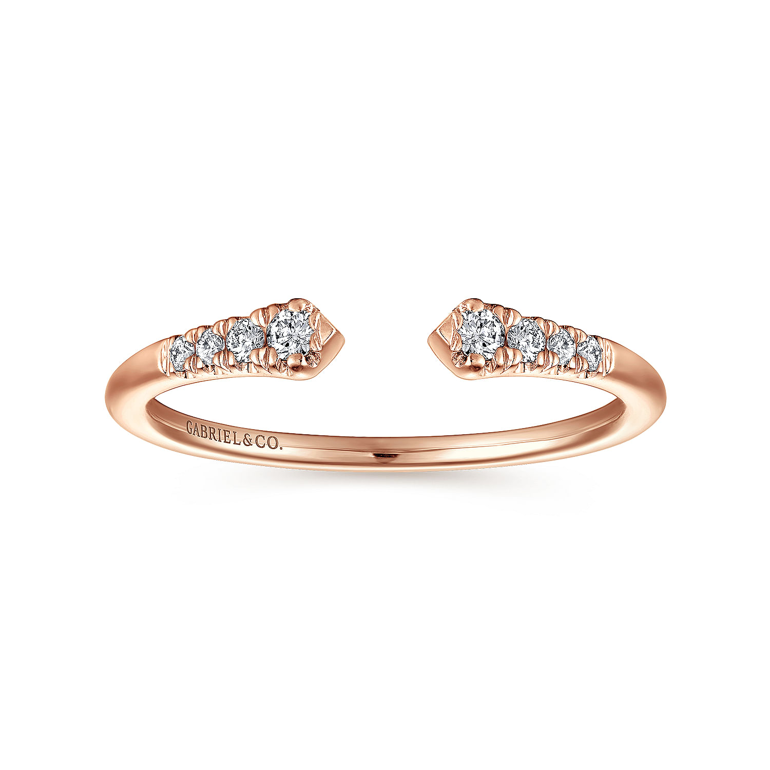 14K Rose Gold Split Diamond Stackable Ring