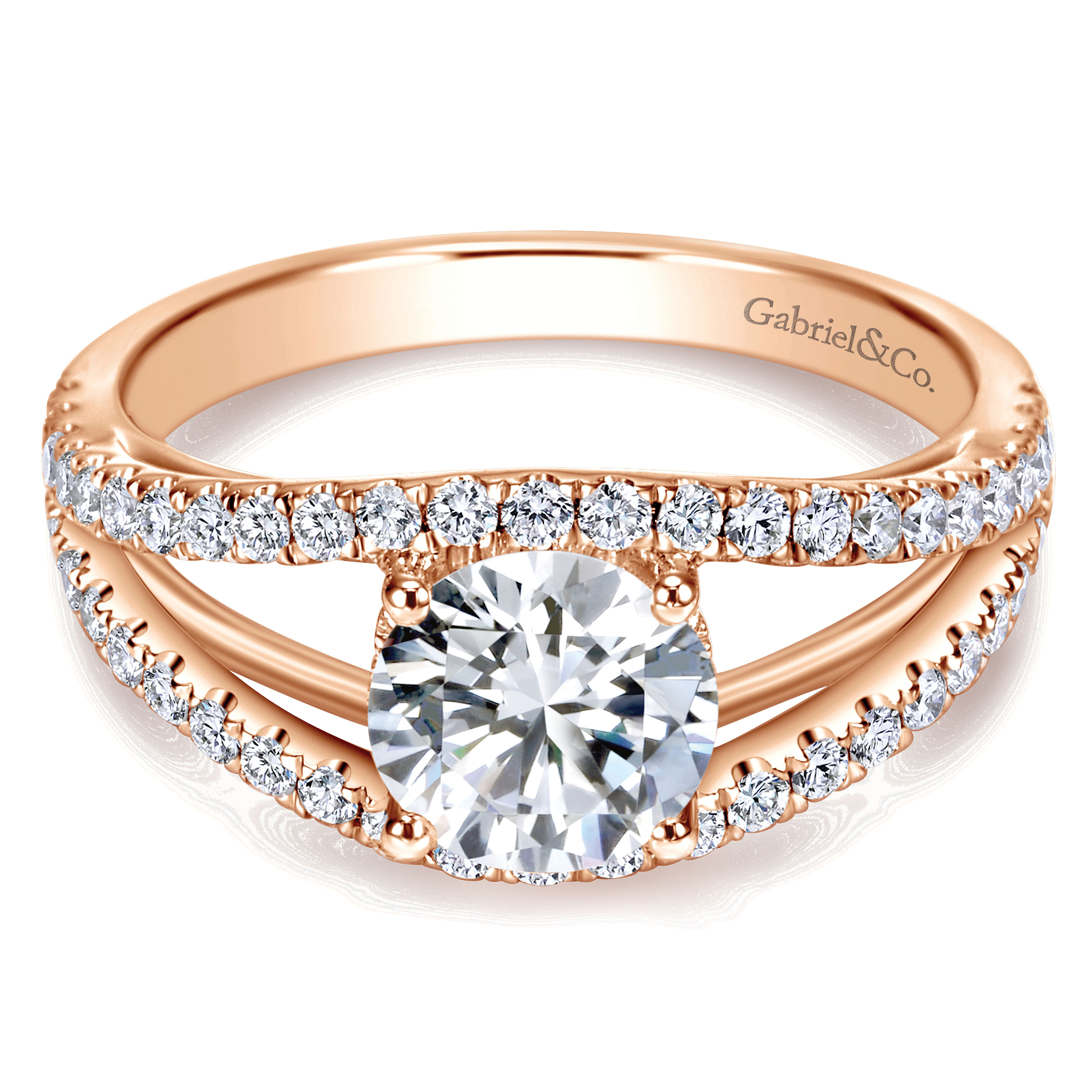 14K Rose Gold Split Shank Round Diamond Engagement Ring