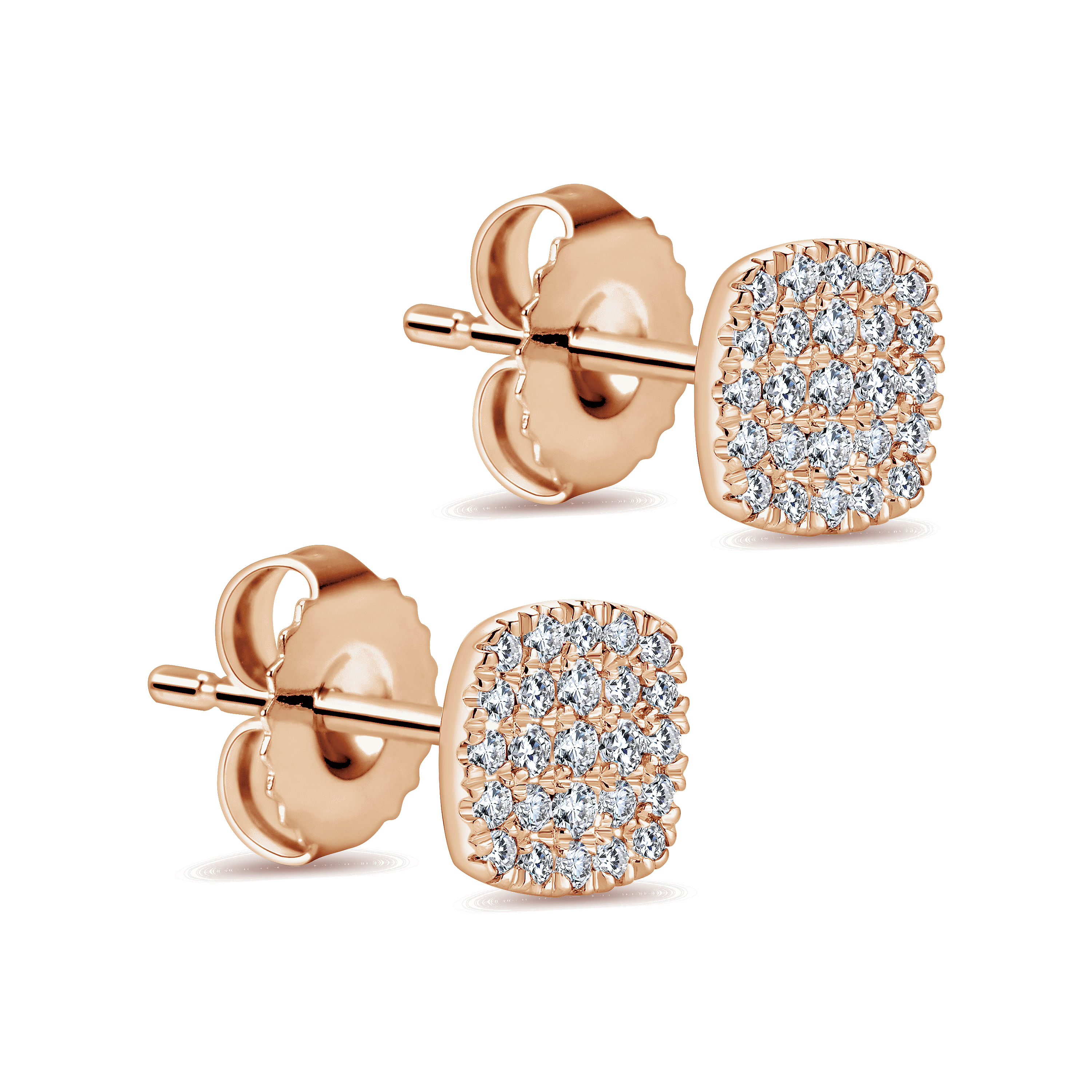 14k 585 Rose Gold Square Stud Earrings