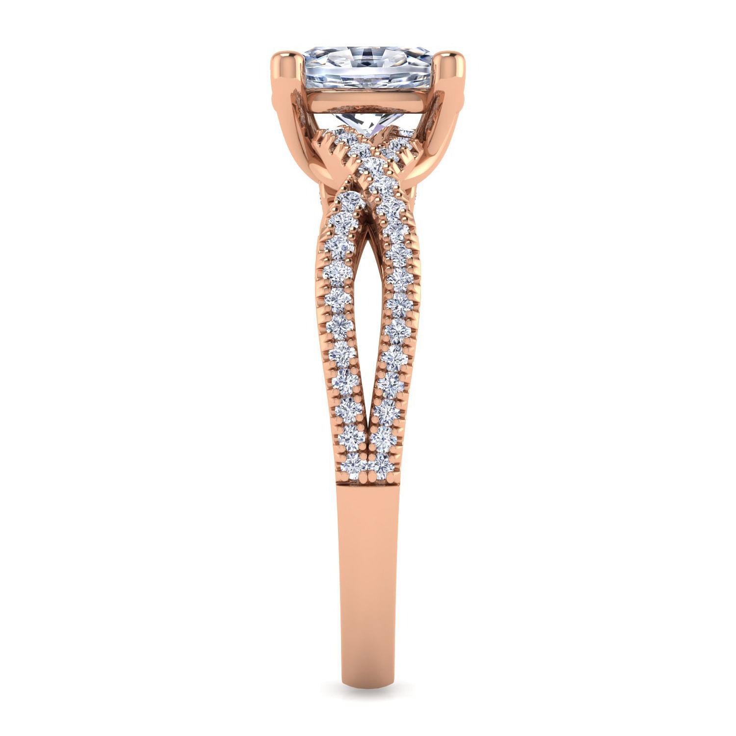 14K Rose Gold Twisted Oval Diamond Engagement Ring