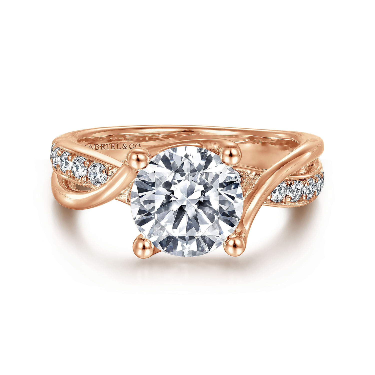 14K Rose Gold Twisted Round Diamond Engagement Ring