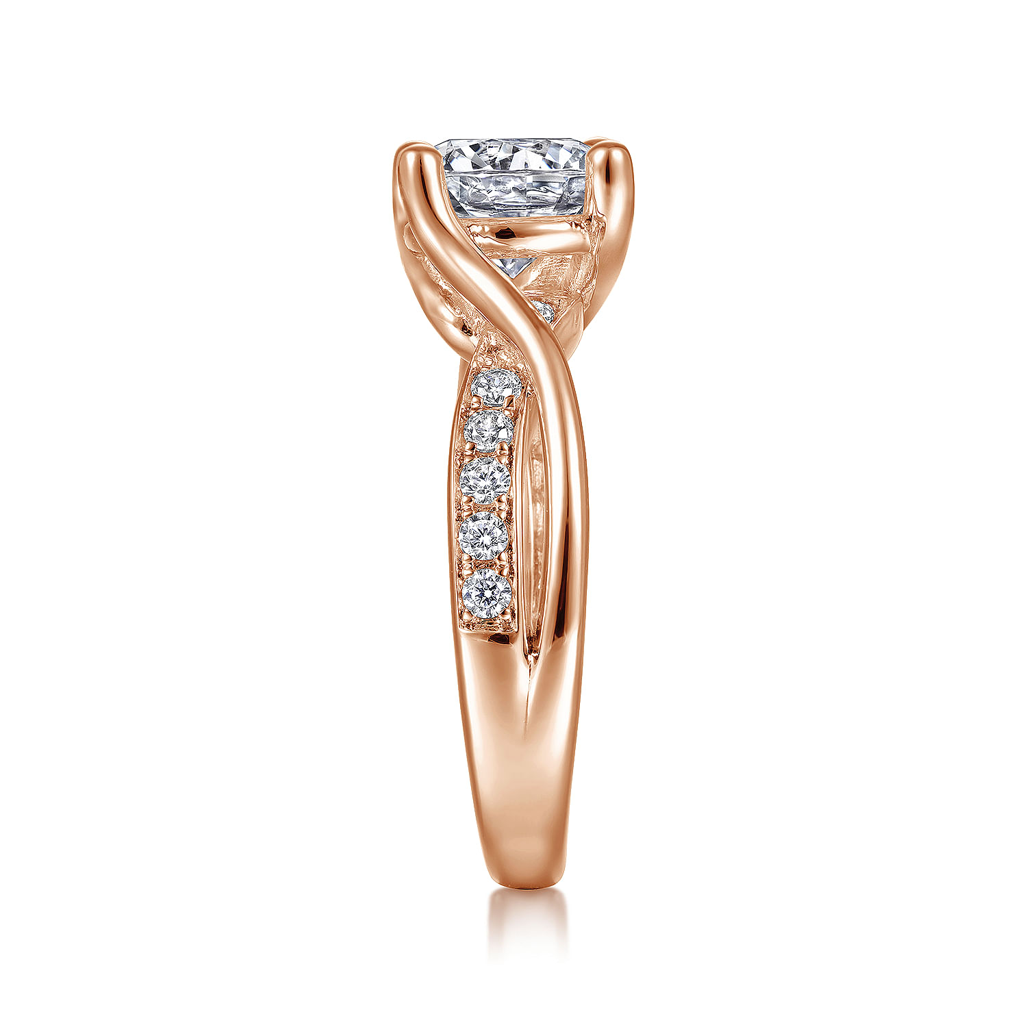 14K Rose Gold Twisted Round Diamond Engagement Ring