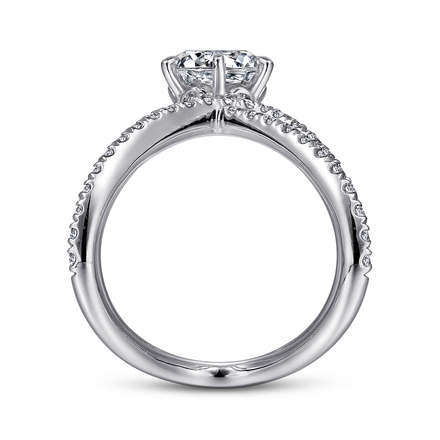 14K White Gold  Free Form Round Diamond Engagement Ring