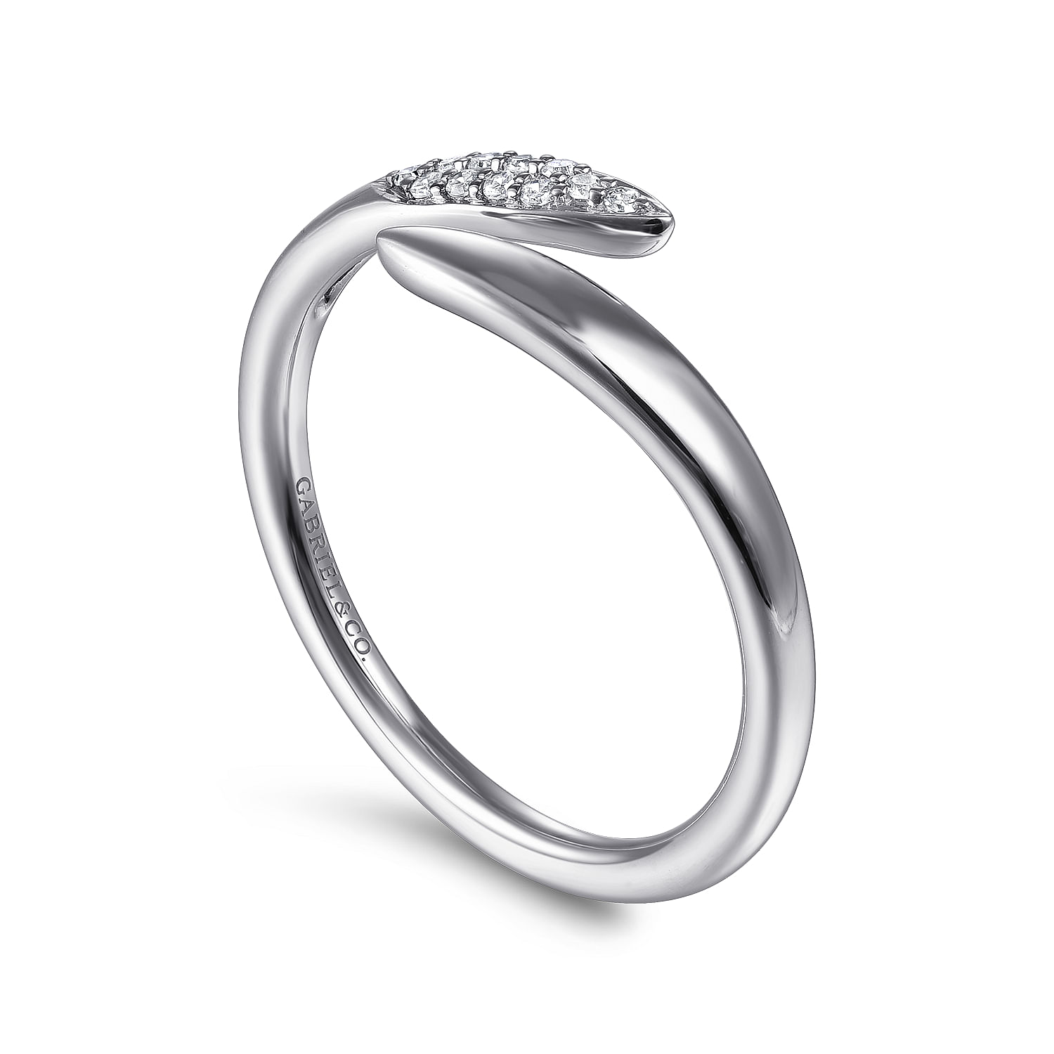 14K White Gold  Spiked Bypass Diamond Ring