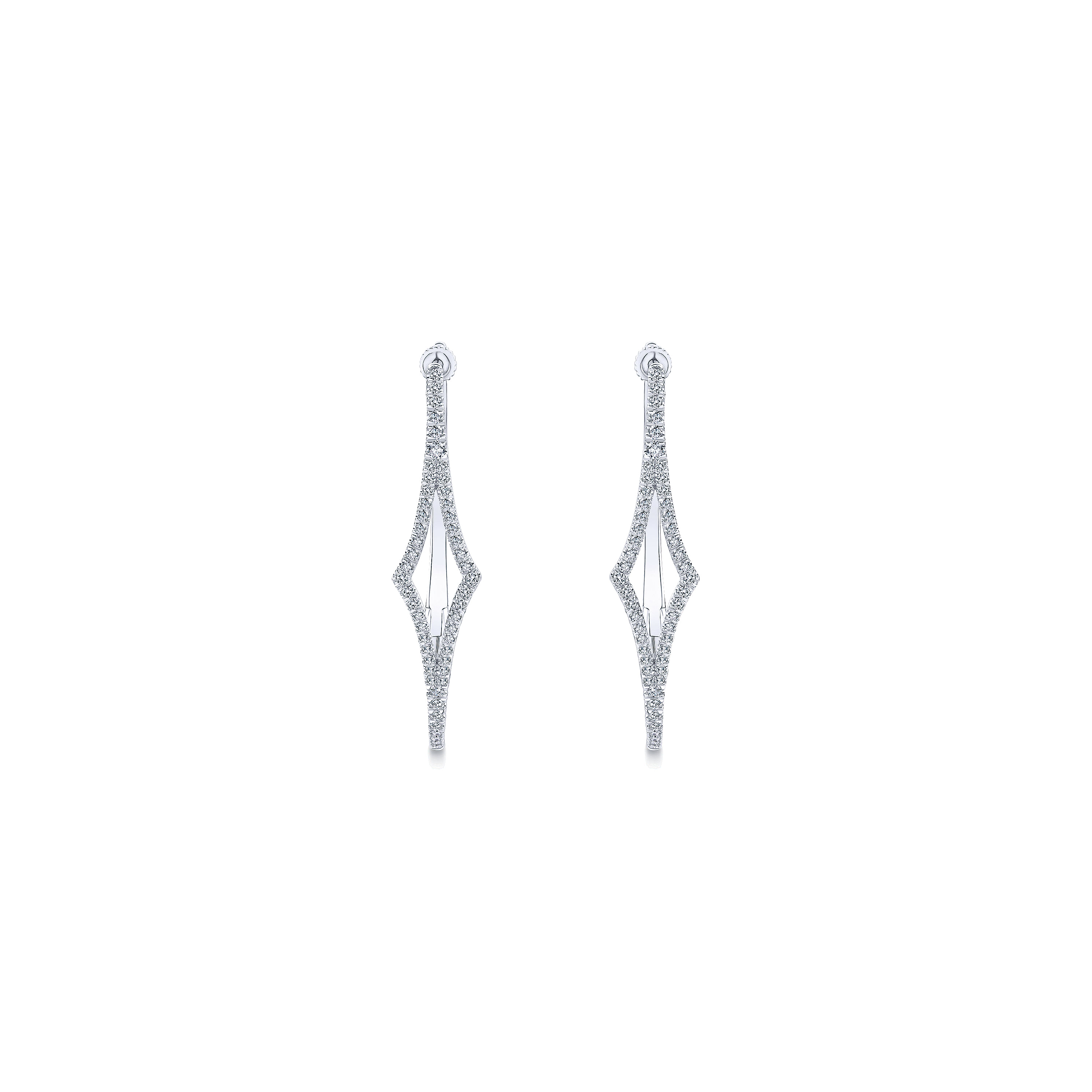14K White Gold 35mm Diamond Hoop Earrings