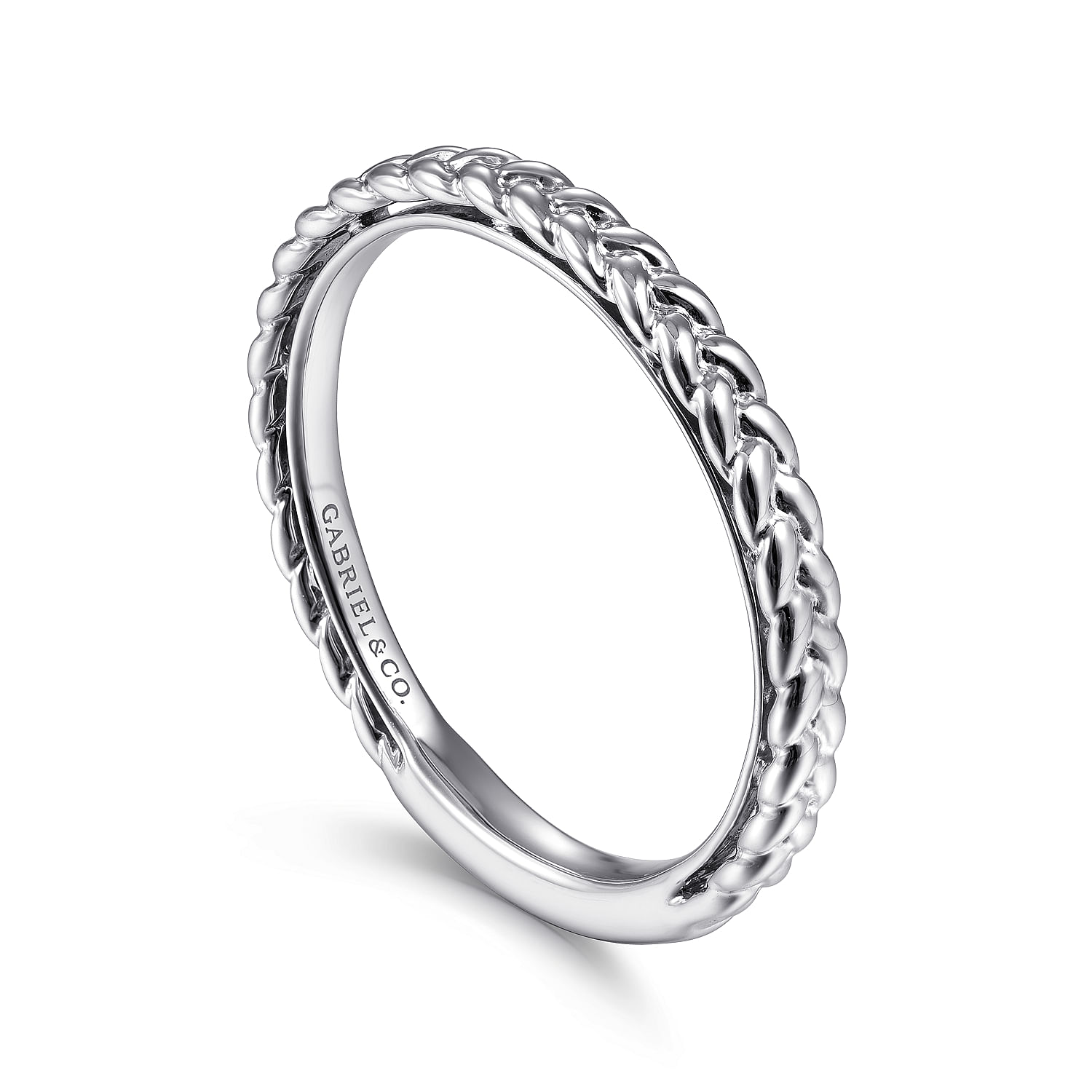 14K White Gold Braided Stackable Ring