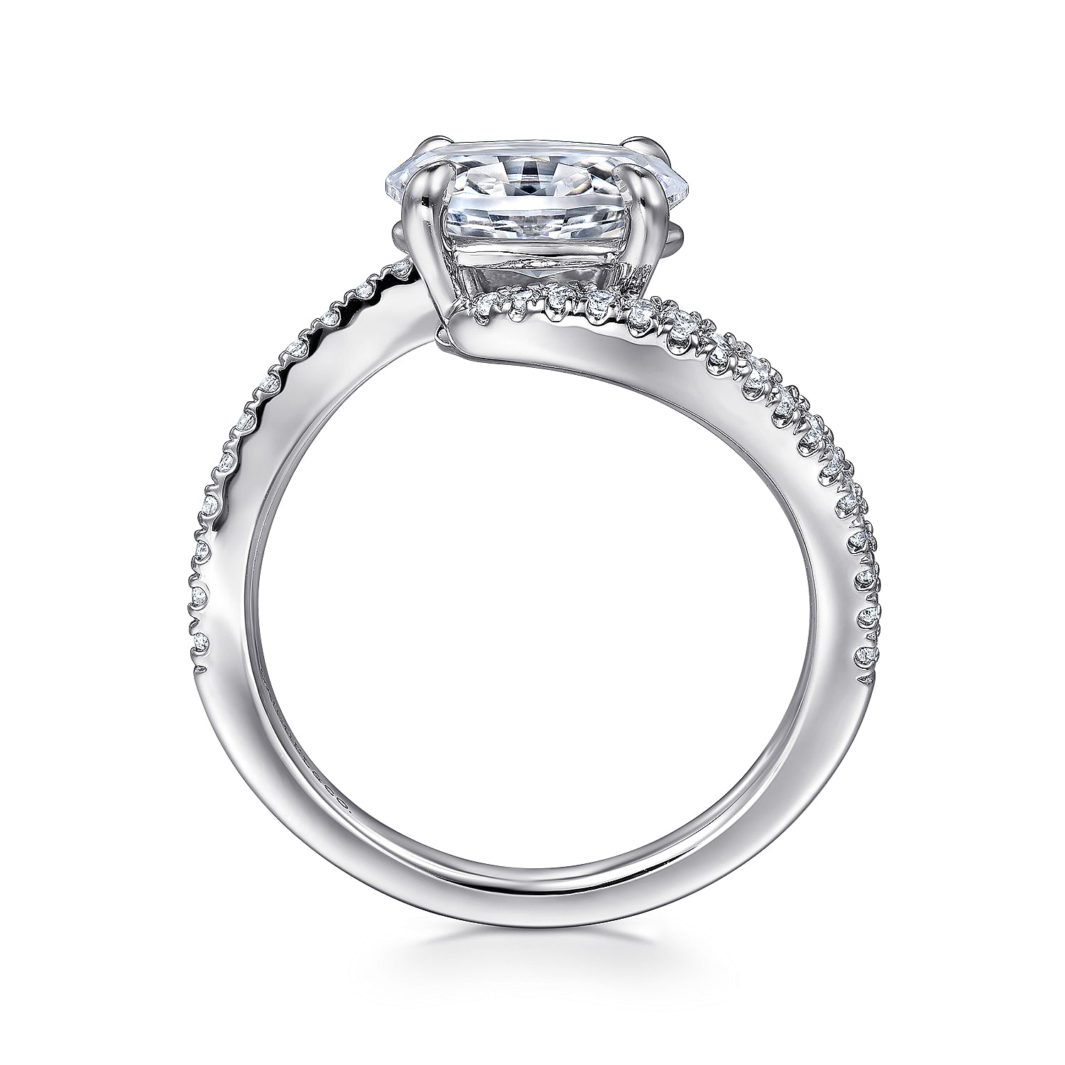 14K White Gold Bypass Oval Diamond Engagement Ring