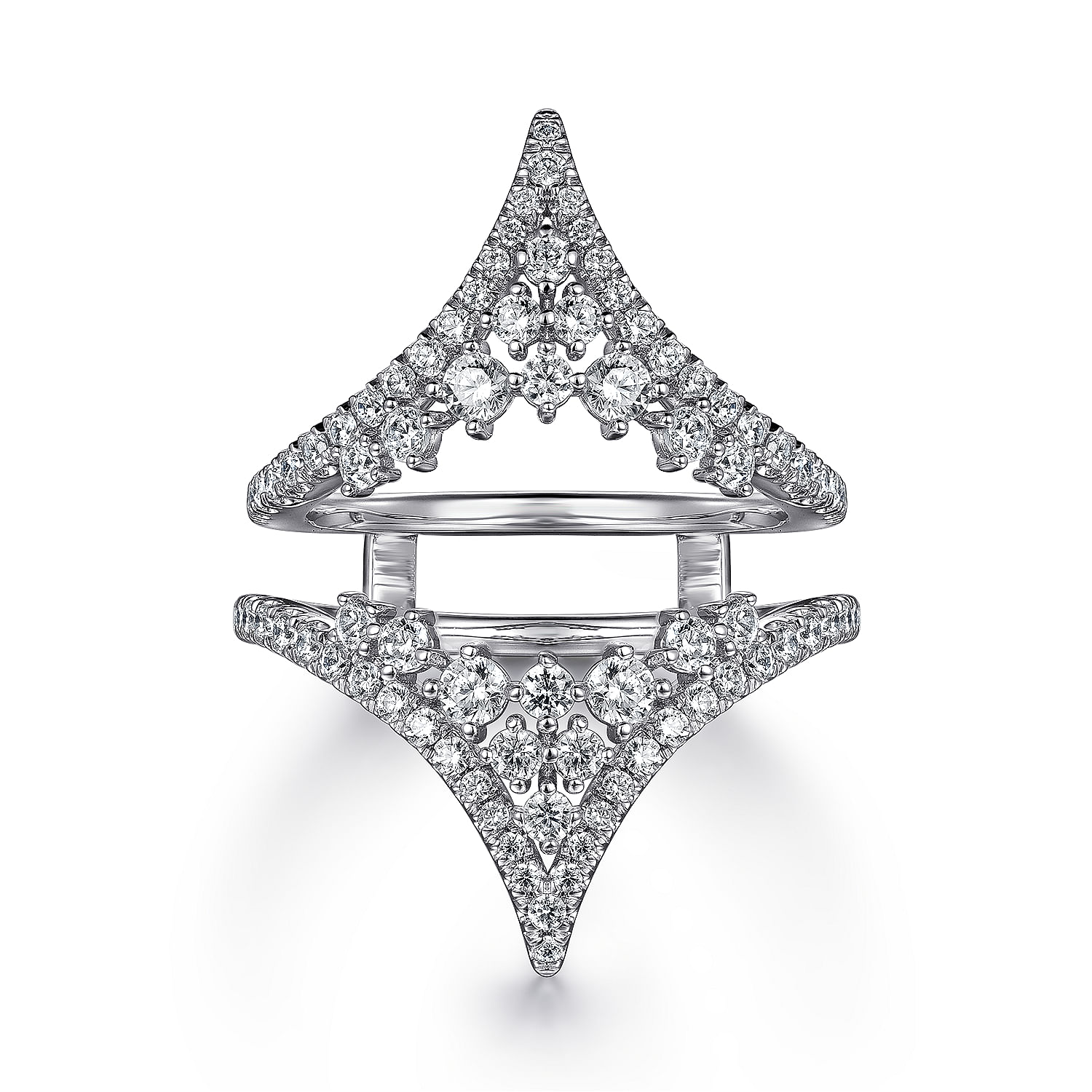 14K White Gold Chevron Diamond Ring Enhancer