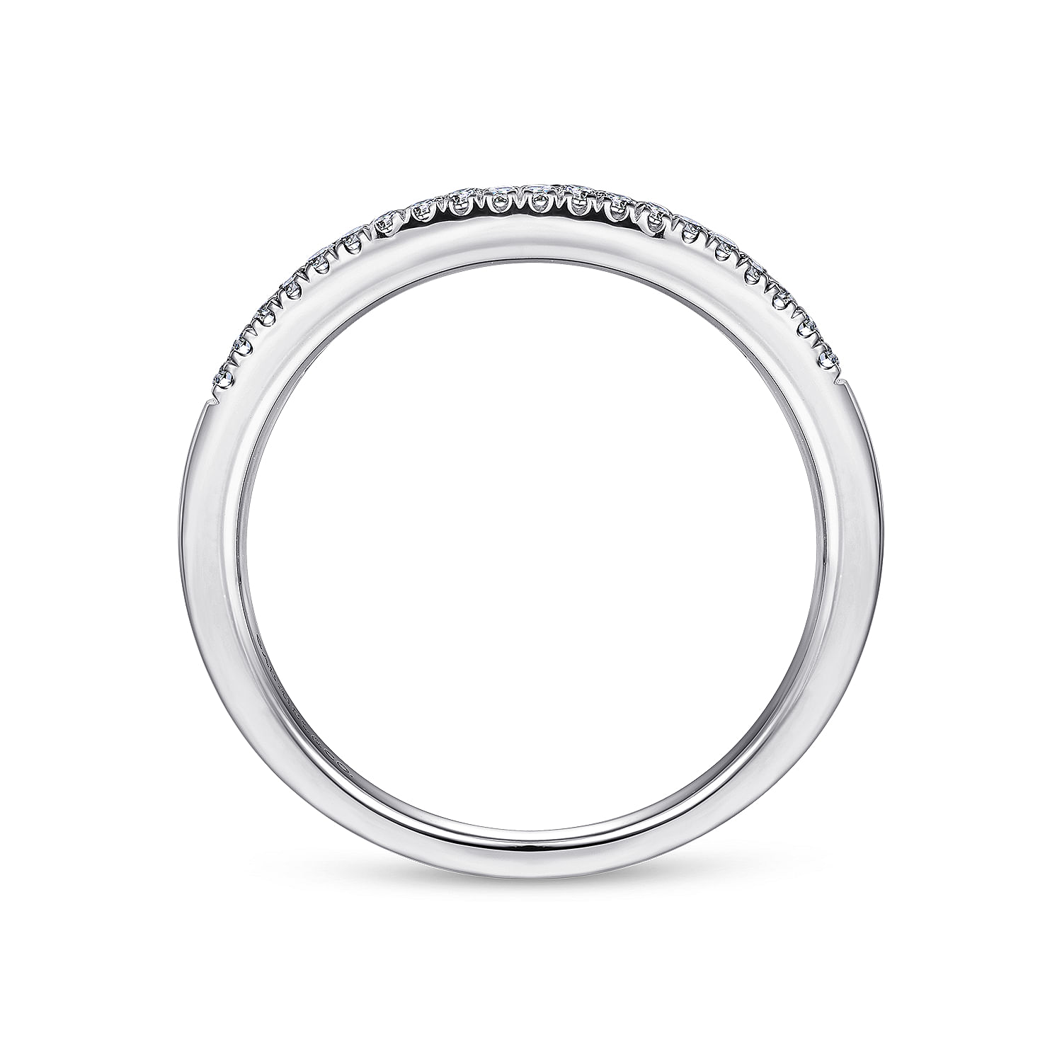 14K White Gold Curved Pavé Diamond Ring